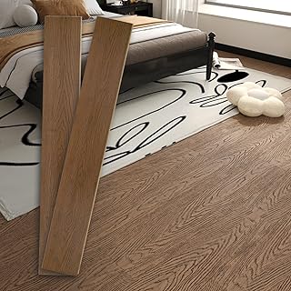 Solid Bamboo Flooring Natural Embossed Wood Grain Texture 5.11"x40.15"x0.6" Thick Waterproof Planks Floor,Tongue and Groove (2 Pack for Sample)
