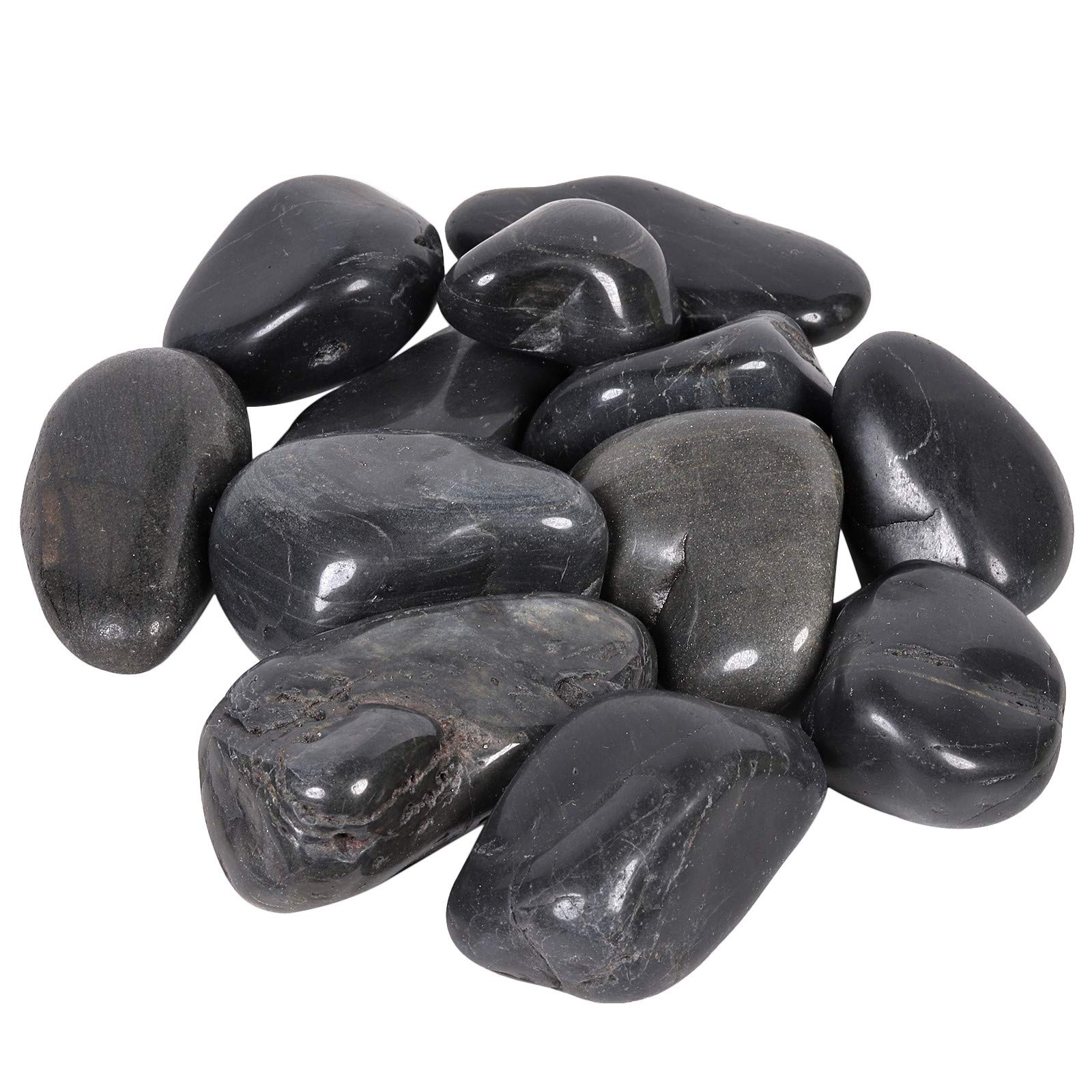 Amogeeli460 g Natural Raw Stones for Garden Home Decoration, Irregular Black River Stone Rock for Pot Vase Crafts DIY