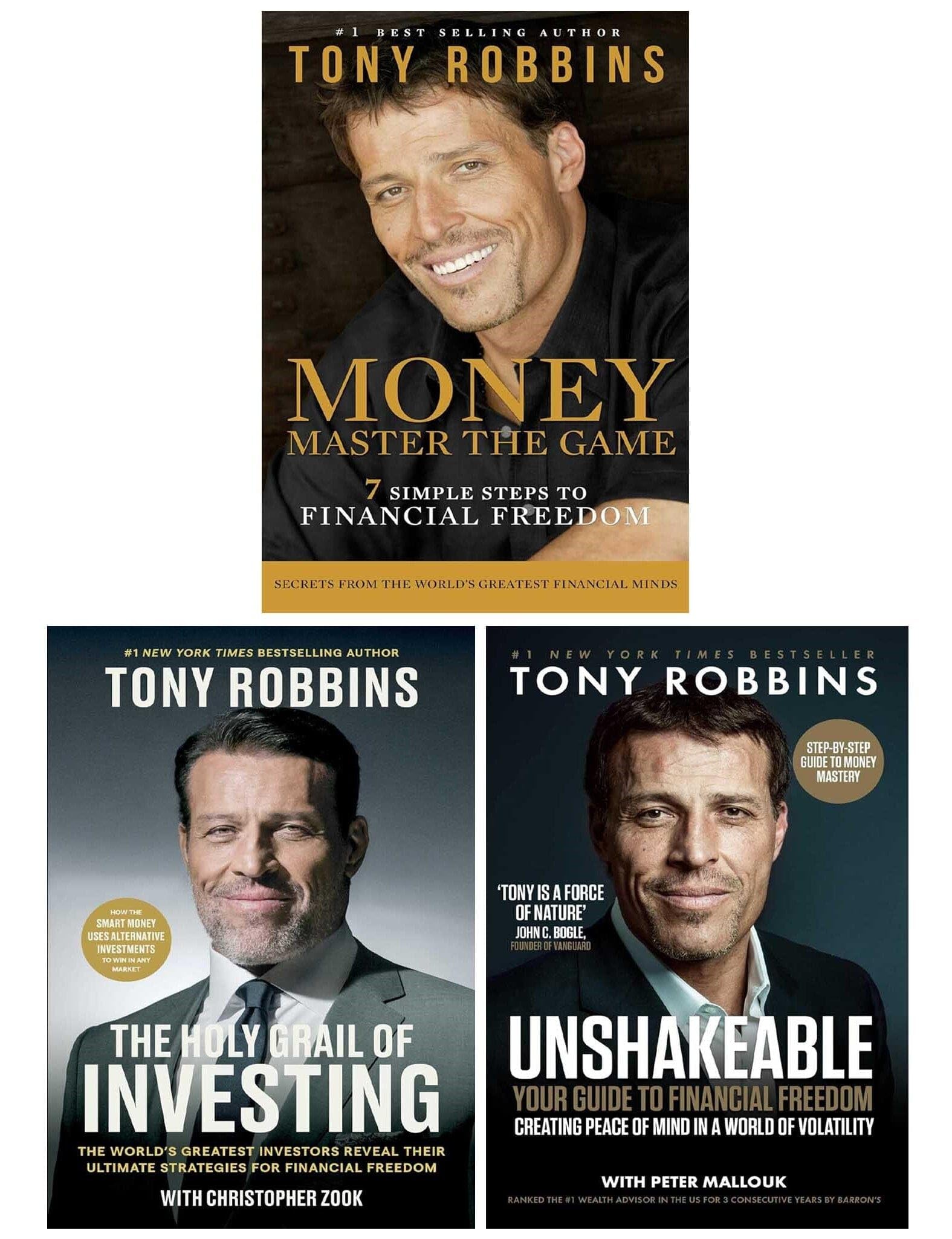 Financial Freedom Collection By Tony Robbins 3 Books Set (Unshakeable, The Holy Grail of Investing & Money Master the Game)