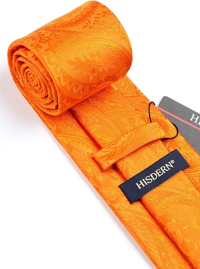 HISDERN Corbata y Pañuelo de Bolsillo Floral para Hombre miniatura 4