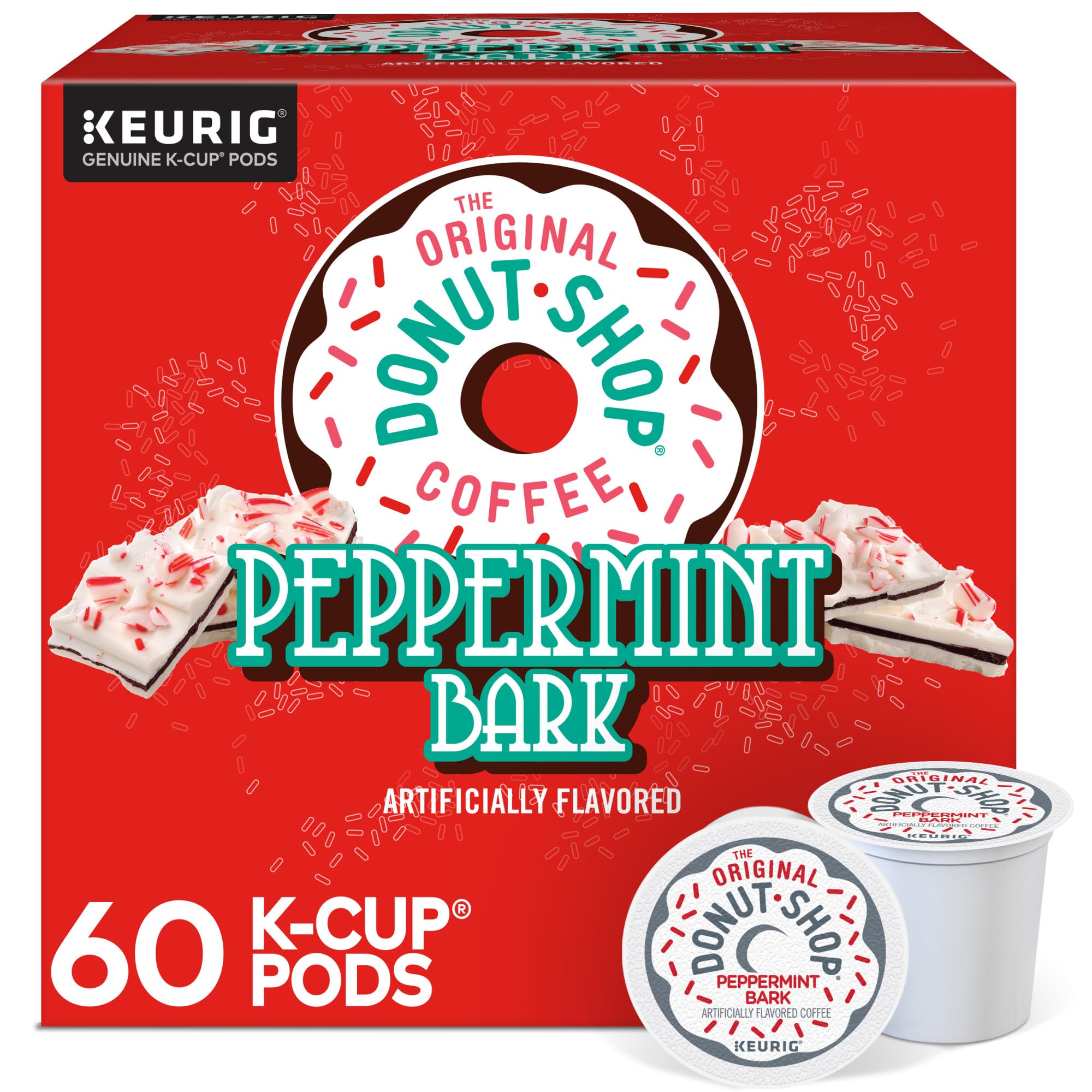 The Original Donut Shop Peppermint Bark Keurig K-Cup - Cápsulas de café tostado ligero (60 unidades)
