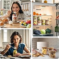 Vista 8 de 4 pack 16oz Overnight Oats Containers with Bamboo Lids, Glass Jars with Airtight Lids for Meal Prep, Wide Mouth Mason Salad Jars, Glass Food Storage