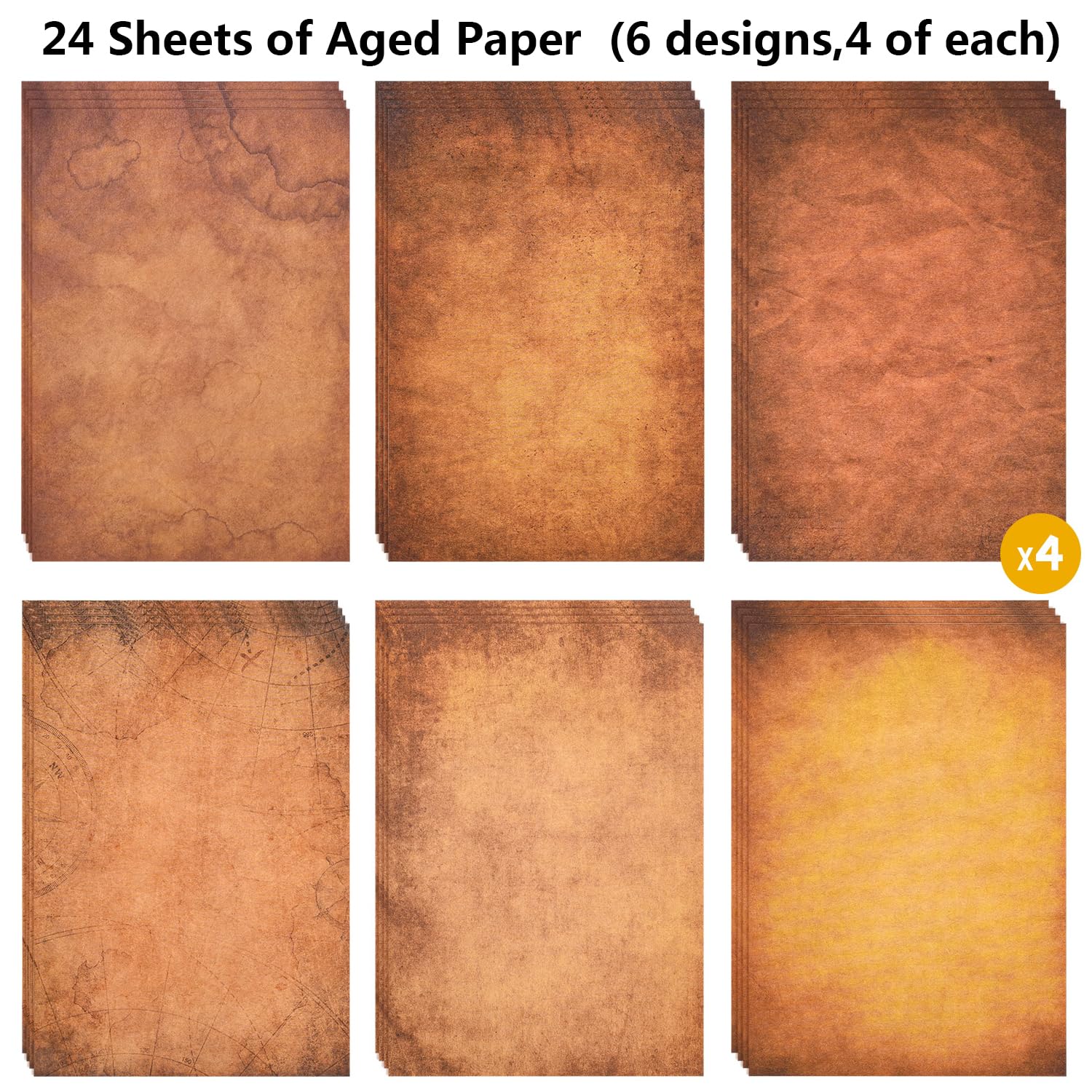 Juego de papel de papelería vintage y sobres, 24 hojas de papel de carta antiguo envejecido clásico para escribir cartas invitaciones con 12 sobres de papel kraft de estilo antiguo, cuerda de