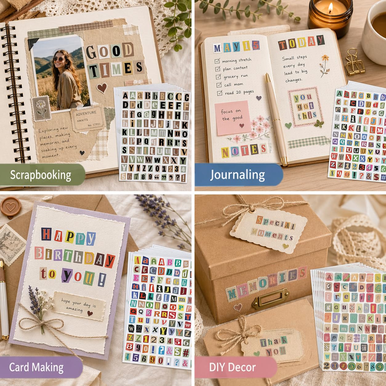 Vintage Letter Stickers - 1920pcs for Scrapbooking & Junk Journals -3