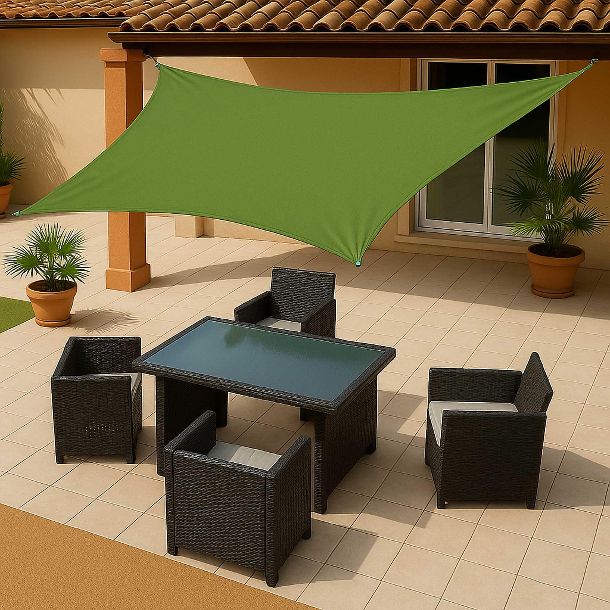 WERKA PRO Voile d'Ombrage Rectangulaire Polyéthylène 4 x 5 m Verte Anis