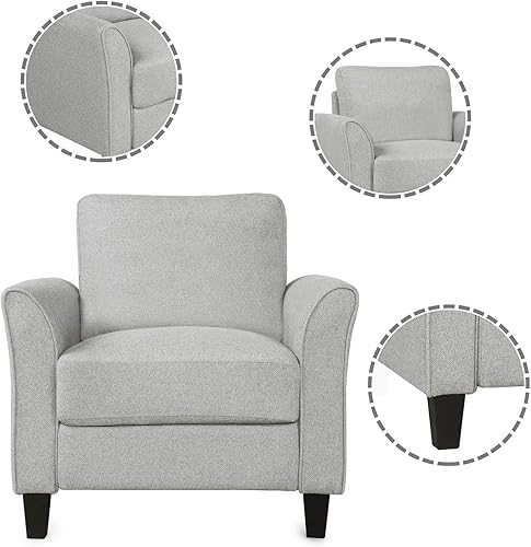 Miniatura 4 de Merax, Juego seccional gris claro para sala de estar, sillón moderno y sofá de 3 plazas, 4 plazas