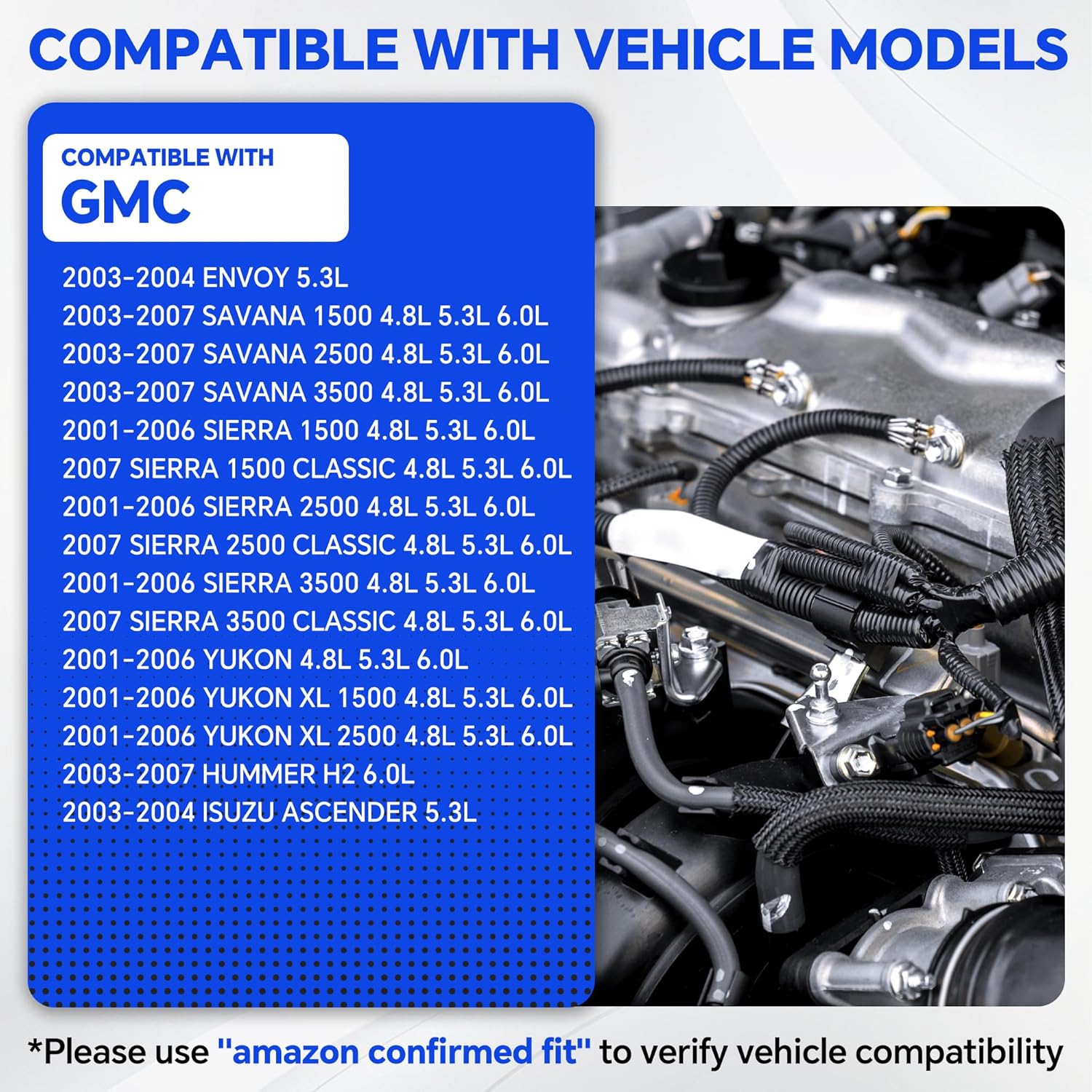 17113698 8PCS Fuel Injectors Compatible with EXPRESS 1500/SILVERADO 1500/SUBURBAN 1500 SAVANA 1500/SIERRA 1500/YUKON Replace 25317628 FJ315 FJ10062