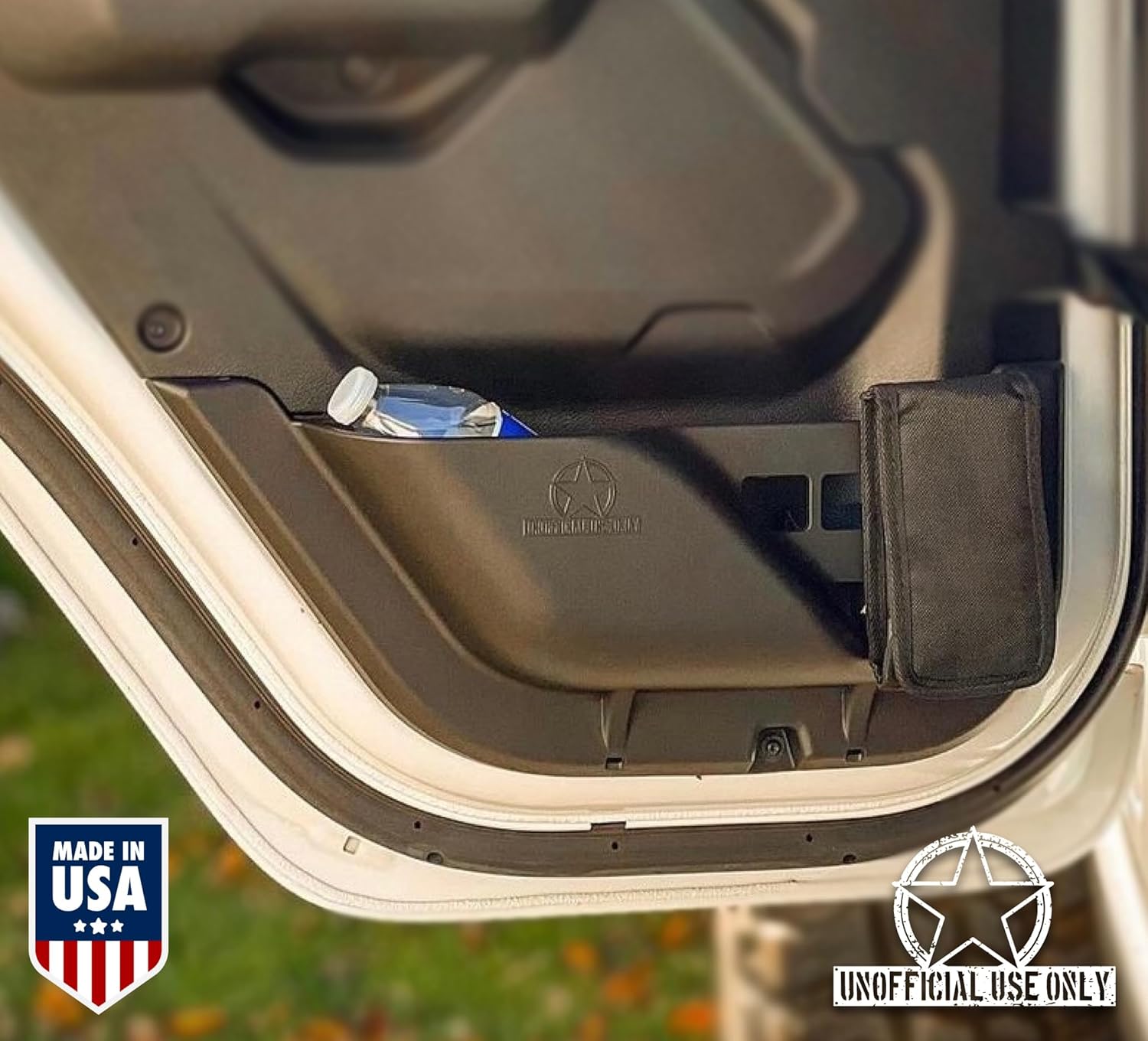 Unofficial USE ONLY™ 4-Door Pockets for 2018-2026 Jeep Wrangler JL, JLU, JT Gladiator | Saggy Net Replacement | Electric Seat Compatible | Designed and Made in USA