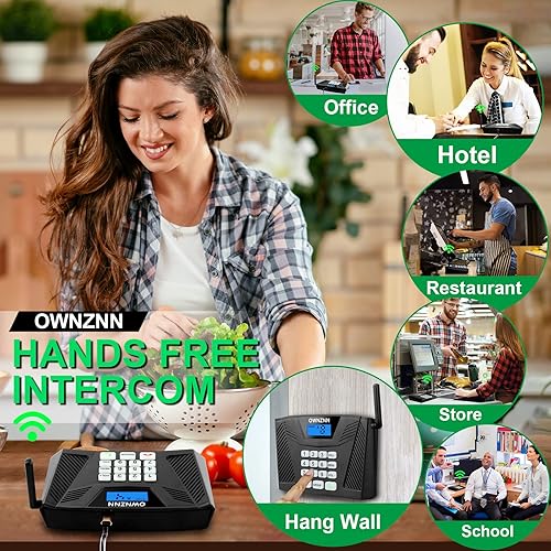 Miniatura 7 de Intercomunicadores inalámbricos para el hogar manos libres, sistema de intercomunicación OWNZNN mejorado de 9 canales 2 código, intercomunicador