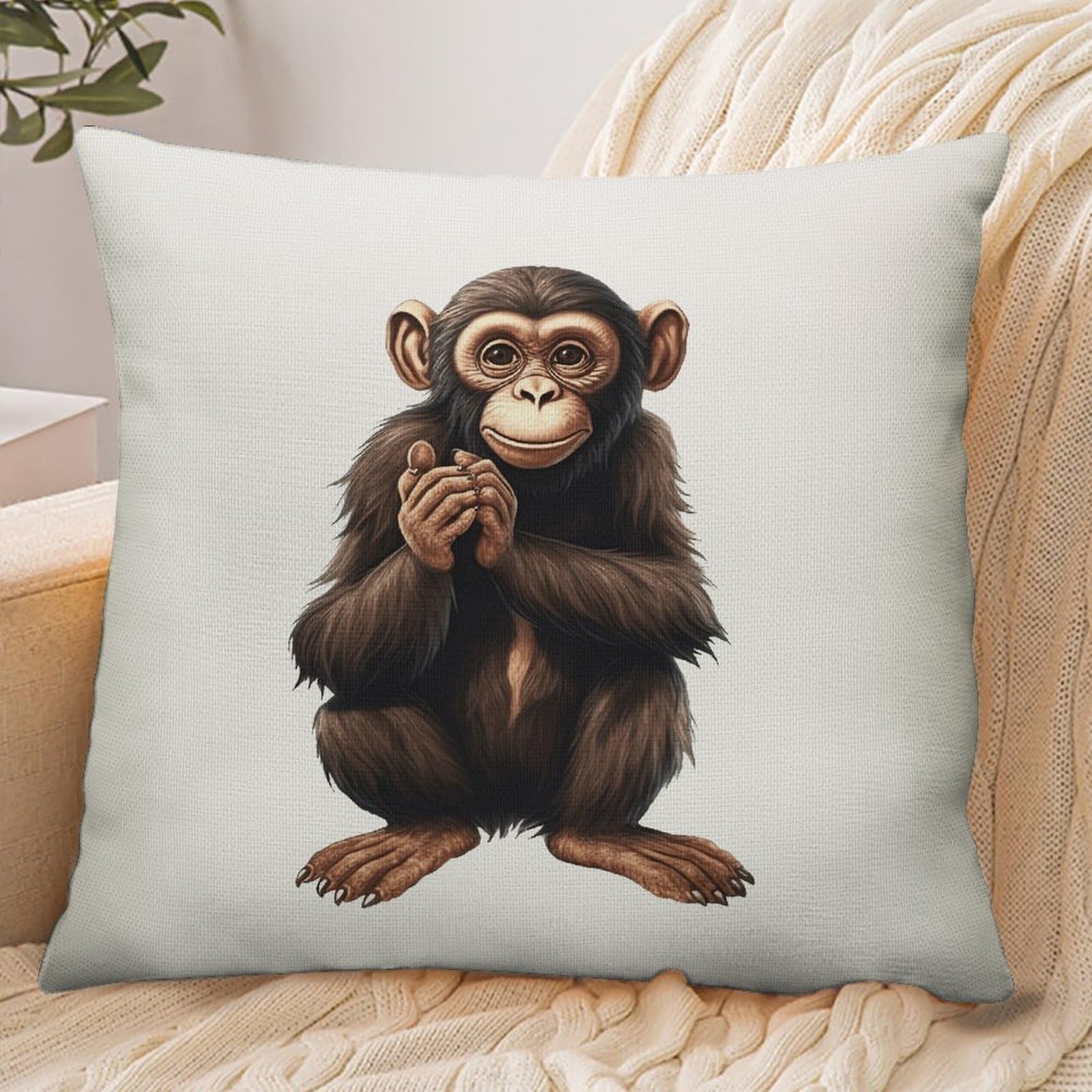 Fekiloot Style Sitting Monkey Pillowcase Pillow Sham Pillow Case