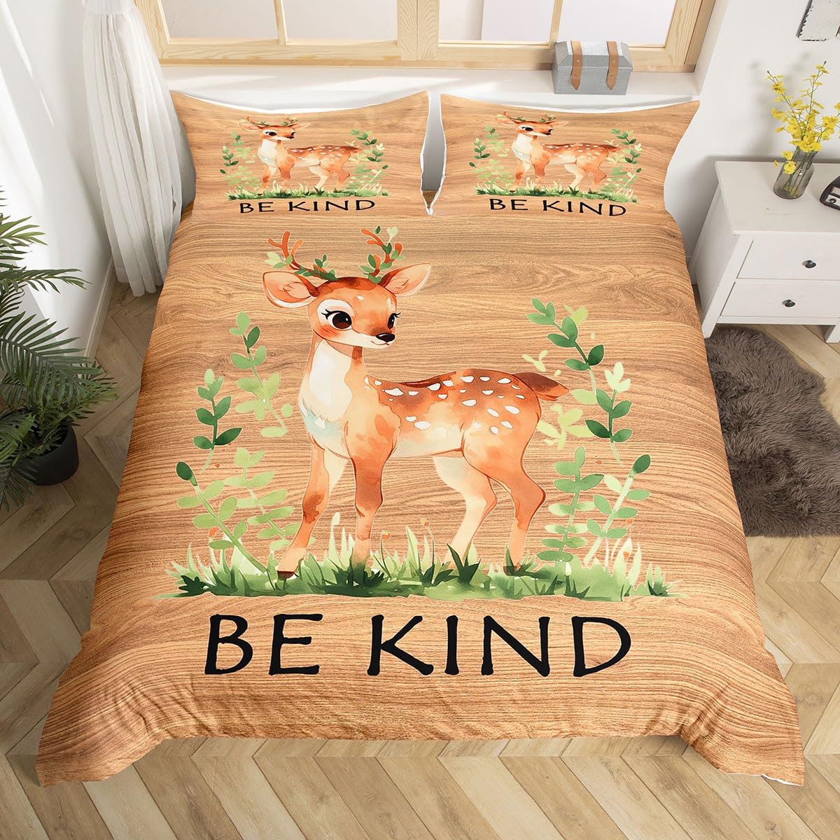 Homewish Rustykalny jeleń super king zestaw pościeli dzika dżungla zwierzęta poszewka na kołdrę leśne zwierzę poszewka na kołdrę dla dzieci chłopców dziewcząt dorosłych dzika przyroda safari zestawy