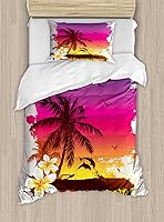 Vista 225 de Ambesonne Juego de funda de edredón de baloncesto, silueta de jugador de baloncesto, promoción de campeonato de competencia de atleta, juego de ropa