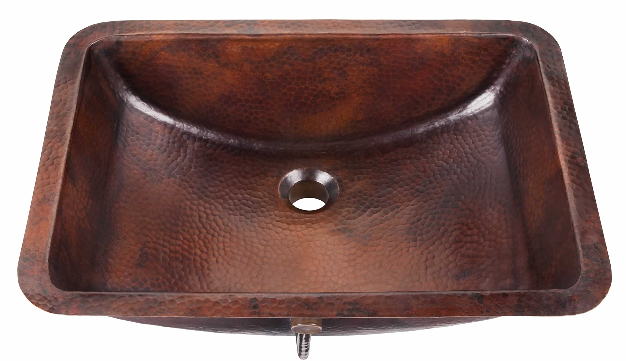 SinkologySB206-21AG Curie Undermount Handmade Pure Solid Overflow, 21", Aged Copper Bath Sink