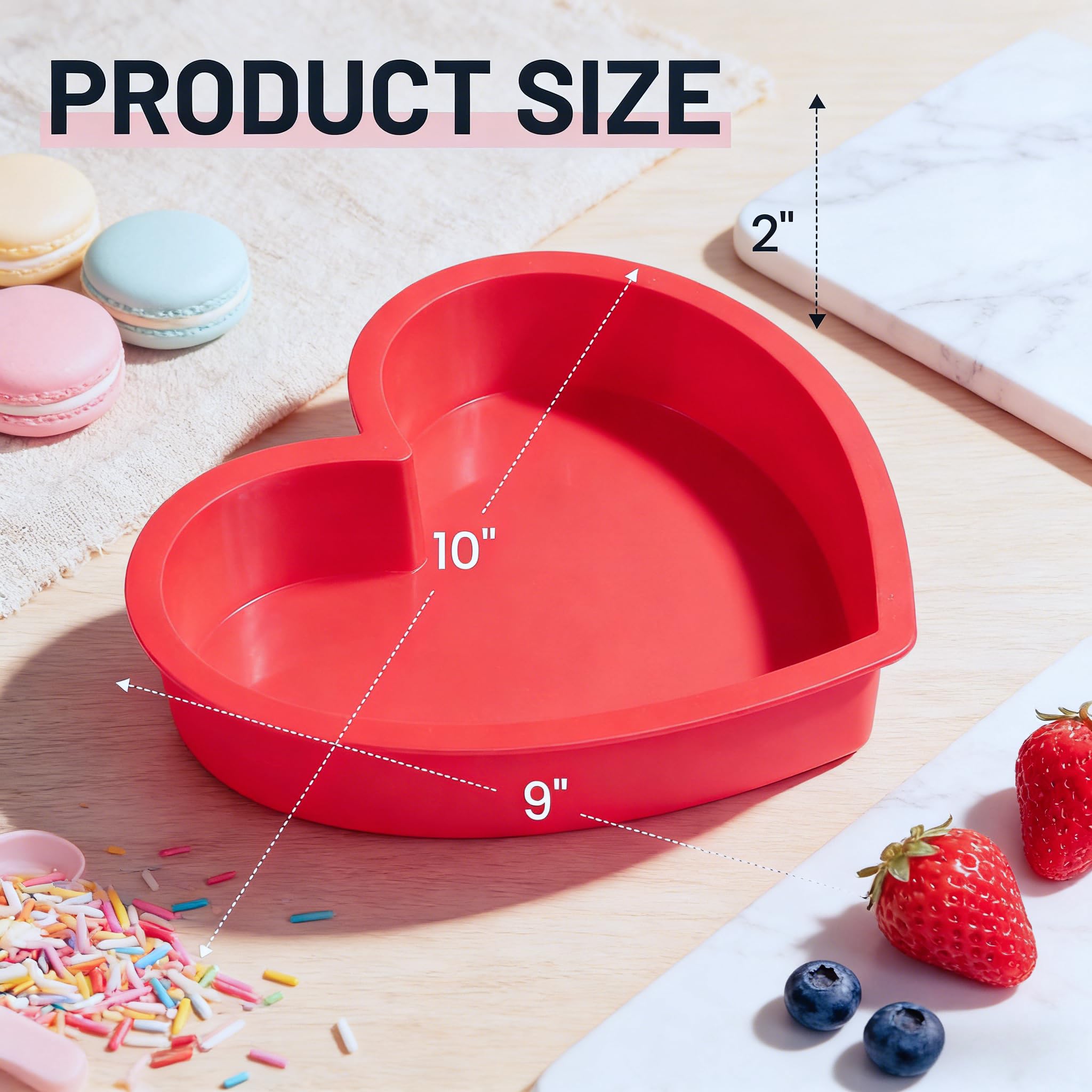 Molde de silicona antiadherente con forma de corazón, molde de silicona de grado alimenticio de 10 pulgadas, apto para horno y microondas, perfecto para hornear pasteles, pan, chocolate y tartas de