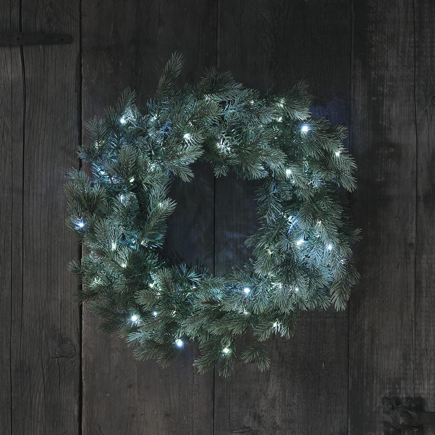 Lights4fun 45cm Dual LED Weihnachtskranz beleuchtet Adventskranz Tannenkranz Künstlich Tannen Deko Weihnachten Türkranz Tanne Weihnachtskranz Outdoor Deko Adventskranz