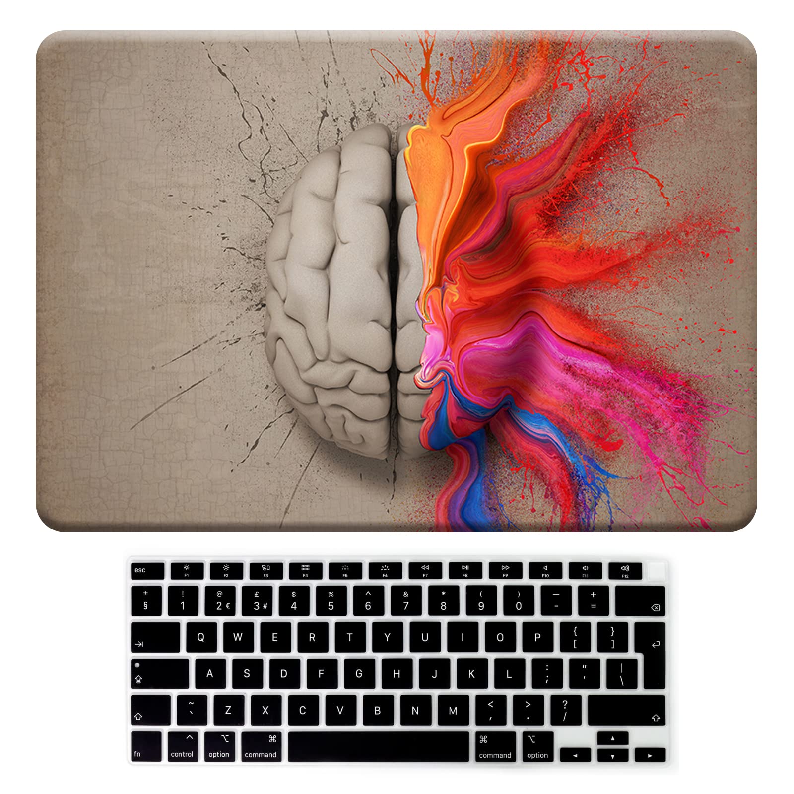 BYCeKeCompatible for MacBook Air 13 inch Case 2022 2021 2020 2019 2018 Release A2337 M1 A2179 A1932 Retina Display Touch ID, Plastic MacBook Air Case Snap On Hard Shell Cover & Keyboard Skin, Brain