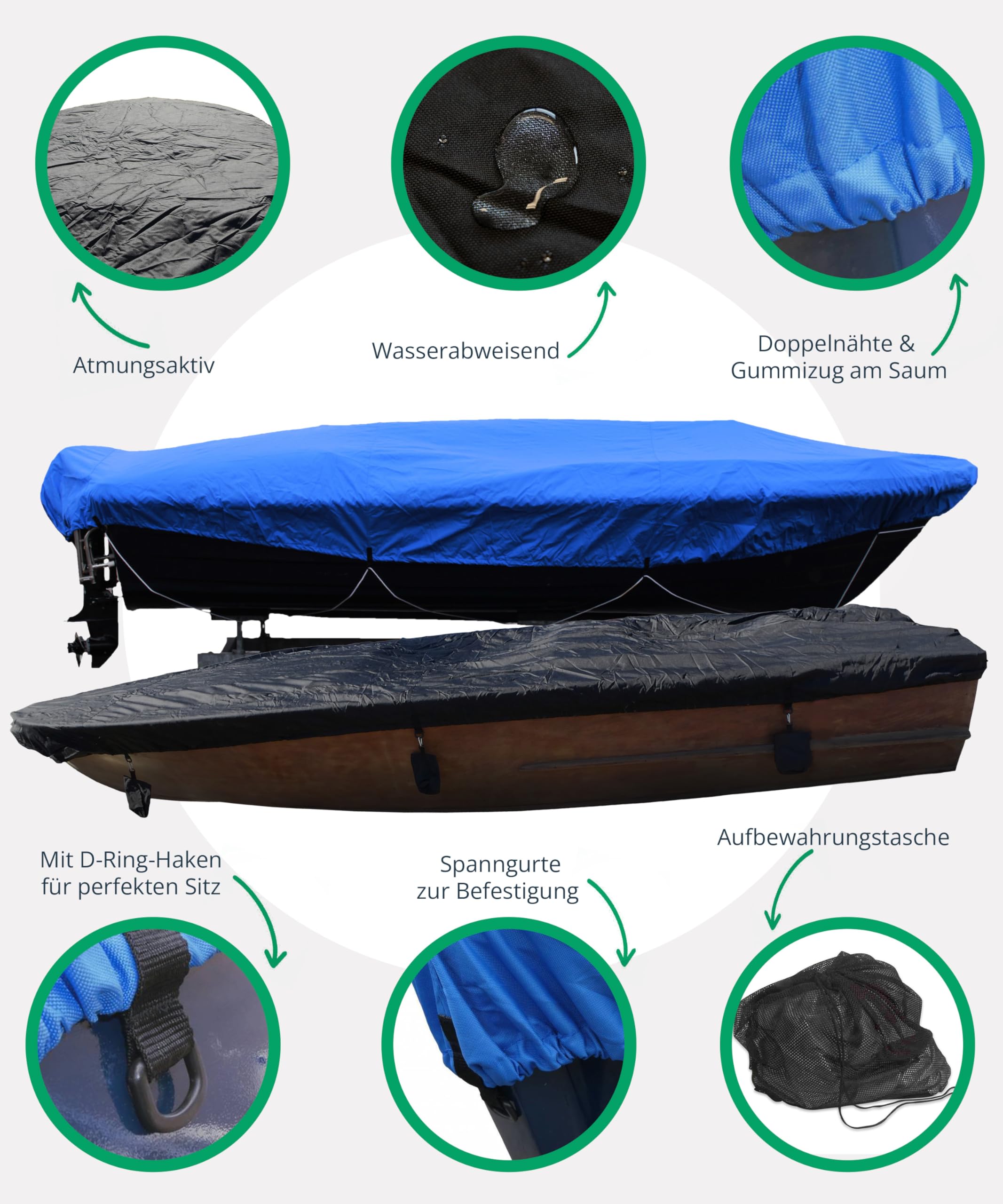 Hochwertige Boot-Abdeckplane 600D in Blau