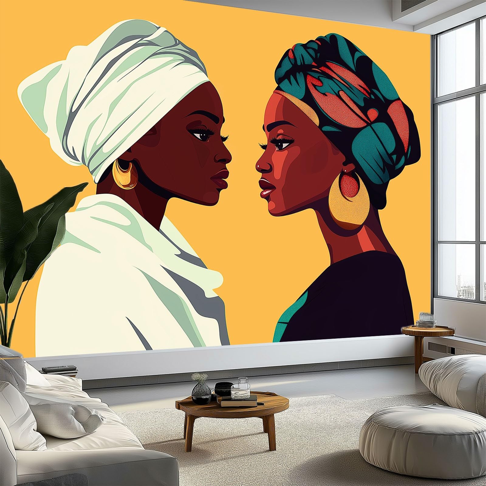Générique Poster Geant Mural 3D, Rétro Traditionnel Panoramique Peinture Murale Interieur Femme De Bande Dessinée pour Salon Chambre à Coucher D'Enfant Maison Décoration Murale Poster 250 x 175 cm