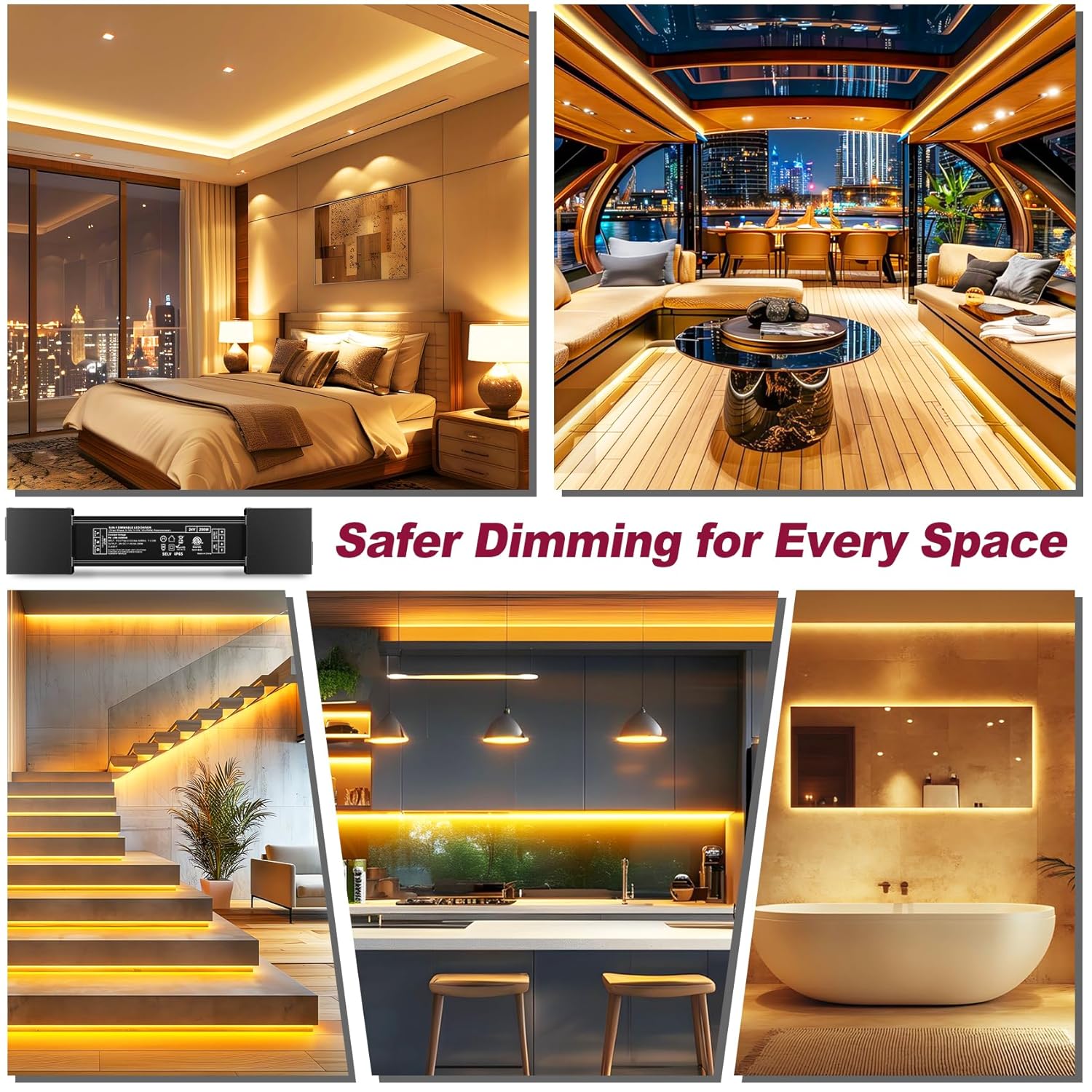 24v 200w Dimmable LED Driver, 5-1 LED Transformer Compatible with All Lutron and Leviton Dimmer Switch,Smooth Flicker Free Dimming,ELV/MLV/TRIAC/0-10V/1-10V/PWM/Potentiometer Dimmable Power Supply 24V - Image 5