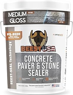 Paver Sealer - 8600 Wet Look (Medium Gloss) - 5 Gallon Covers up to 875-1250 sq ft (2 Coats)| Concrete Sealer Outdoor - Color Enhancing Acrylic Sealant for Stones, Patios, Pavers, Bricks & Driveways
