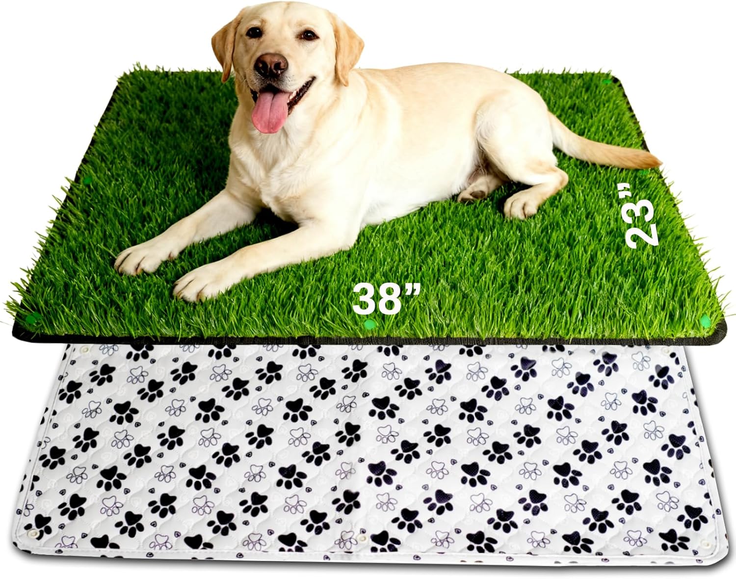 Grass Pee Pads for Dogs, 38×23", Reusable & Washable Dog Pee Pad for Large Pet, Replacement Puppy Training Turf Mat, Dog Potty Pad Artificial Grass, Indoor, Porch, Balcony, Patio, Travel