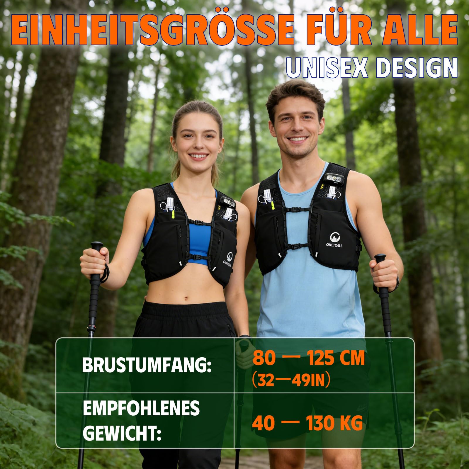 ONETOALL Laufweste Damen mit 2 Faltbare Trinkflasche 500ml, Trinkweste Laufen Herren, Running Vest Laufrucksack Trinkrucksack Reflektierend zum Marathon Trailrunning Jogging Radfahren - 4