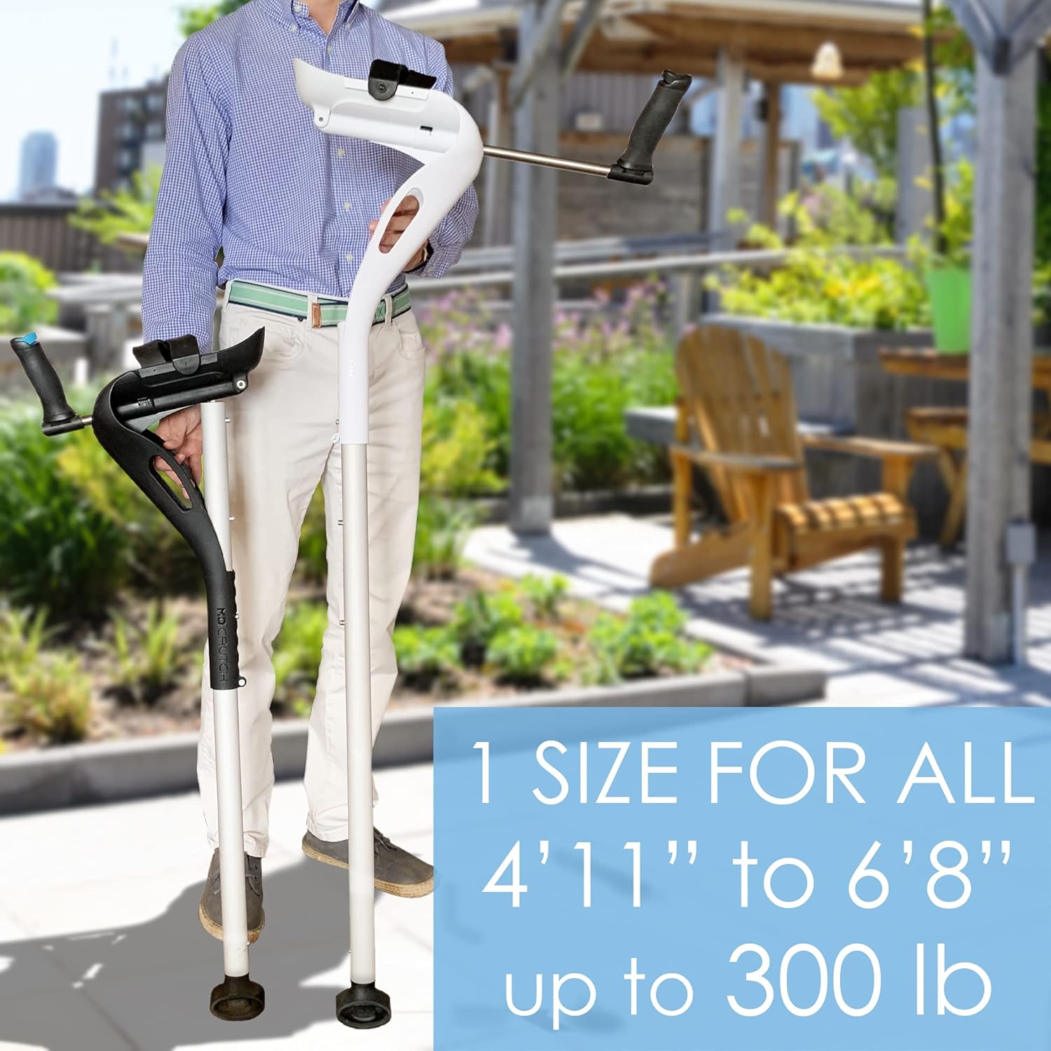 Forearm Crutches Adult, 1 Pair Hands Free Crutches Adult, Ergonomic Walking Cane, 2 Walking Support Forearm Crutches for Adults, Fits (4’11”- 6’8”) Adjustable Crutches, Mobility Device (Black) : Health & Household