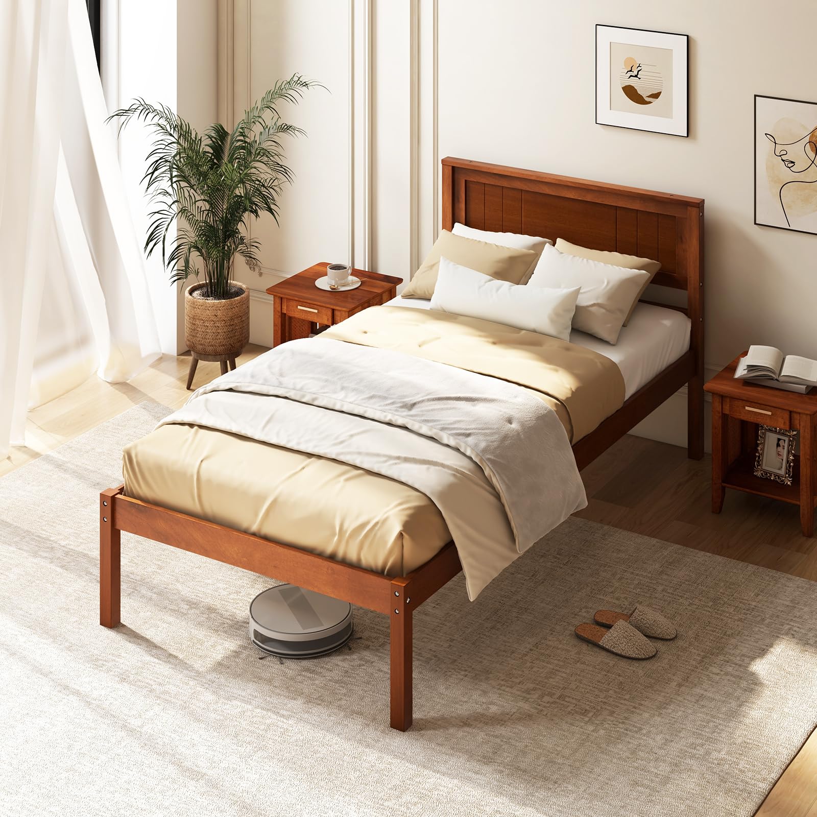 Amazon.com: Giantex Twin Bed Frames with Headboard, Solid Wood