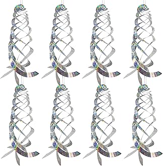 Sfcddtlg 8 PCS Bird Spiral Hanging Reflectors- 15.8 Inch Outdoor Hanging Reflective Device- Garden Decoration to Prevent Birds from Entering The House Garden Swimming Pool