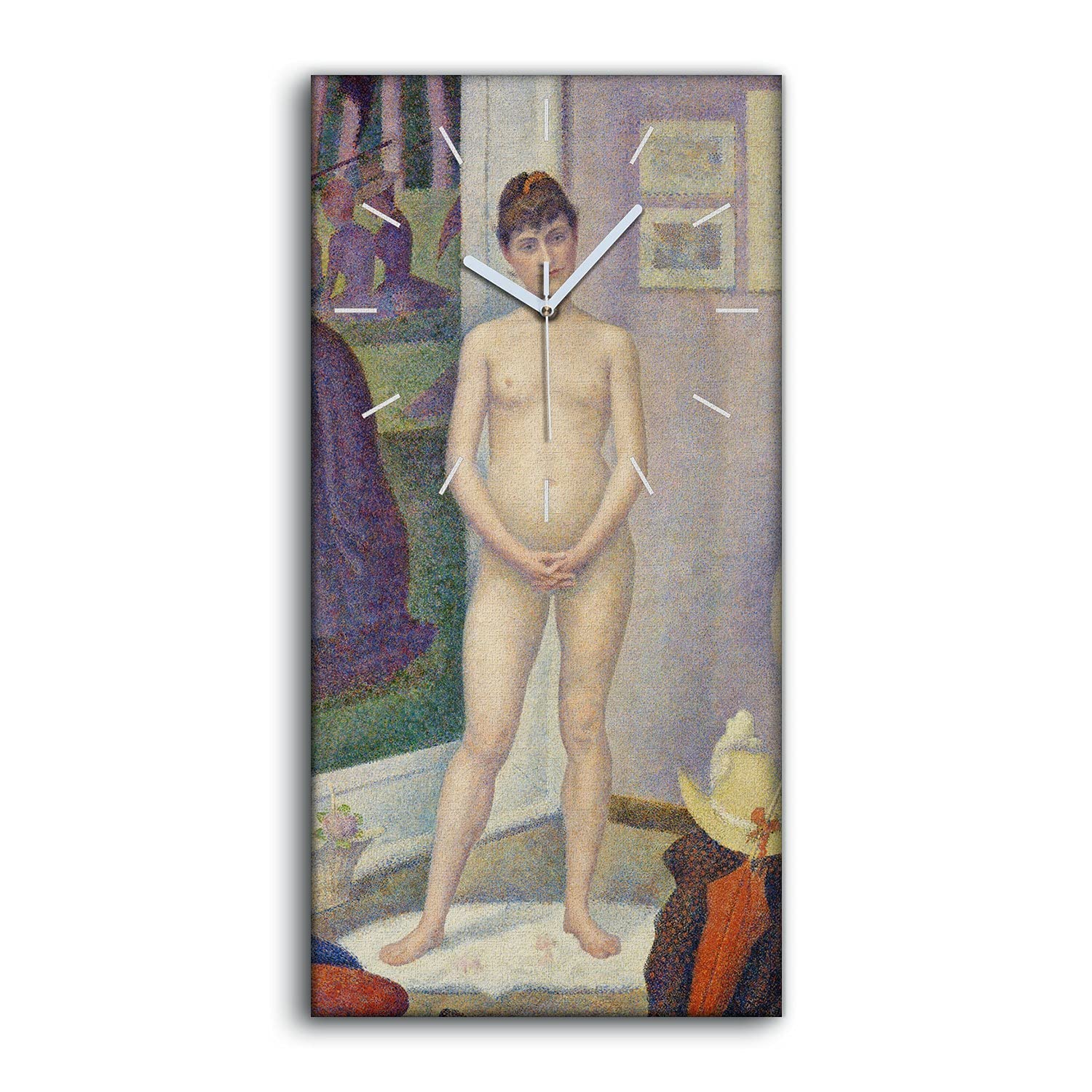 Décoration avec image de salon et horloge sur toile moderne 30x60cm au mouvement silencieux