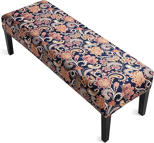 Vista 18 de YISUN Fundas de banco impermeables para comedor, funda de banco de jacquard elástica, antipolvo, extraíble, lavable, fundas de asiento protectoras