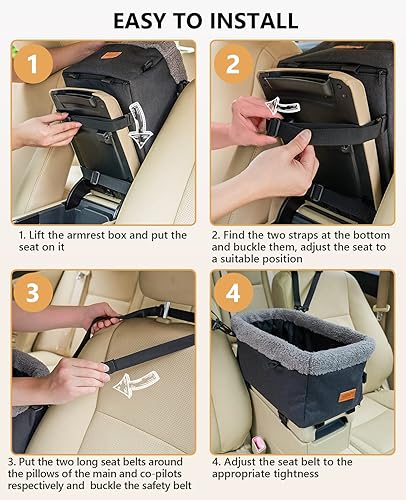 Miniatura 7 de BurgeonNest Asiento de automóvil para perros pequeños, asiento elevador para mascotas con marco de metal, asiento mejorado para cachorros con