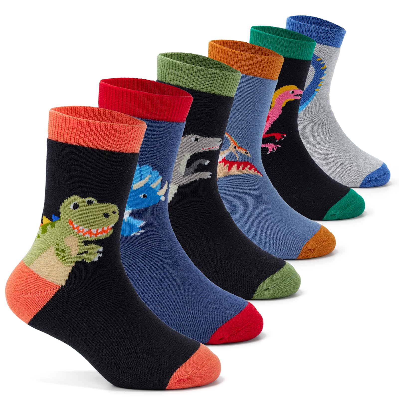 Aisyee Jungen Wintersocken Kinder Warme Socken Eichhörnchen-Muster Thermosocken für Jungen 6 Paar
