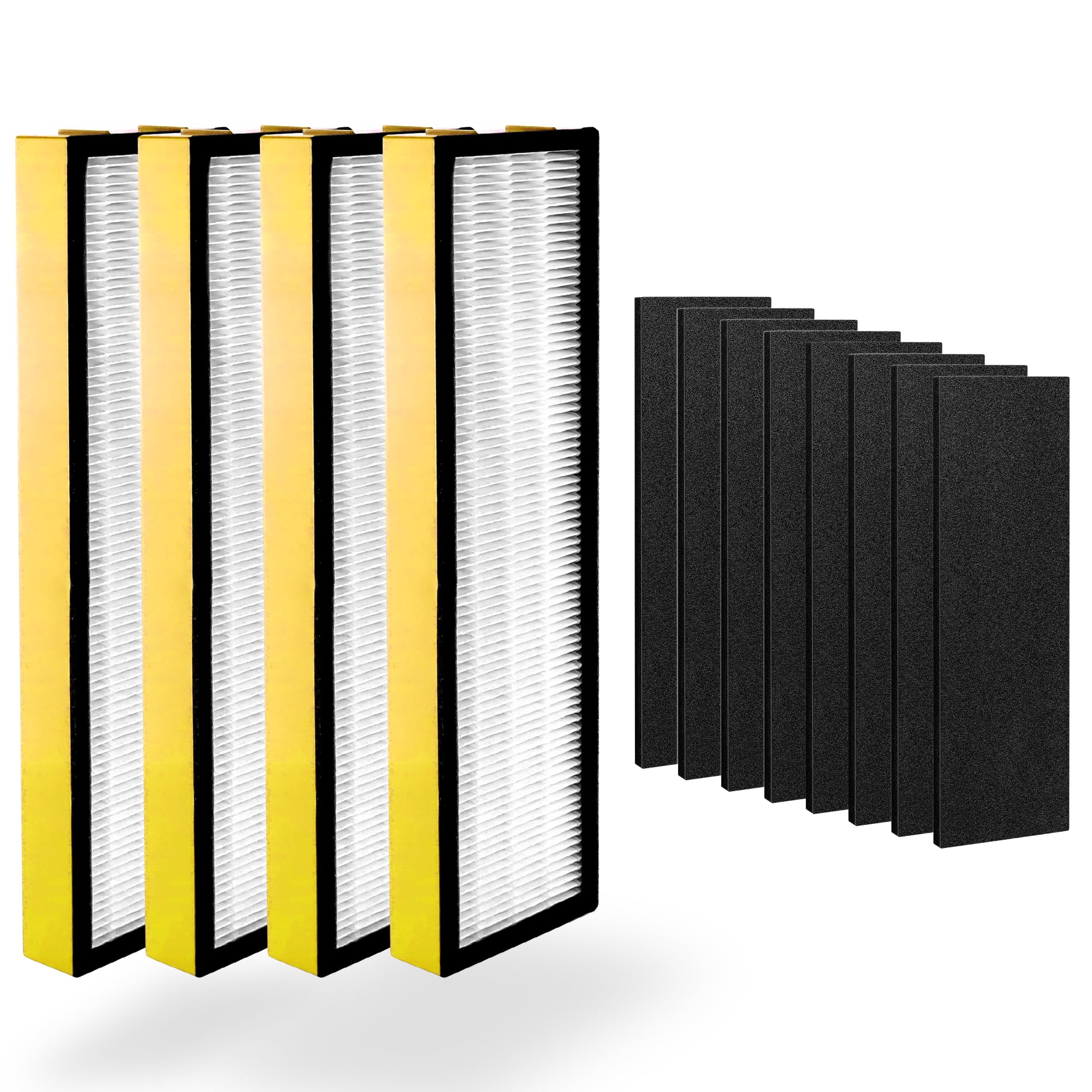 4 Pack HEPA Filter B FLT4825 Replacement for Air Purifier Filter, Fit AC4825 AC4300 AC4800 AC4900 AC4850, Premium HEPA Filter and 8 Activated Carbon Pre-Filter by TOMOON