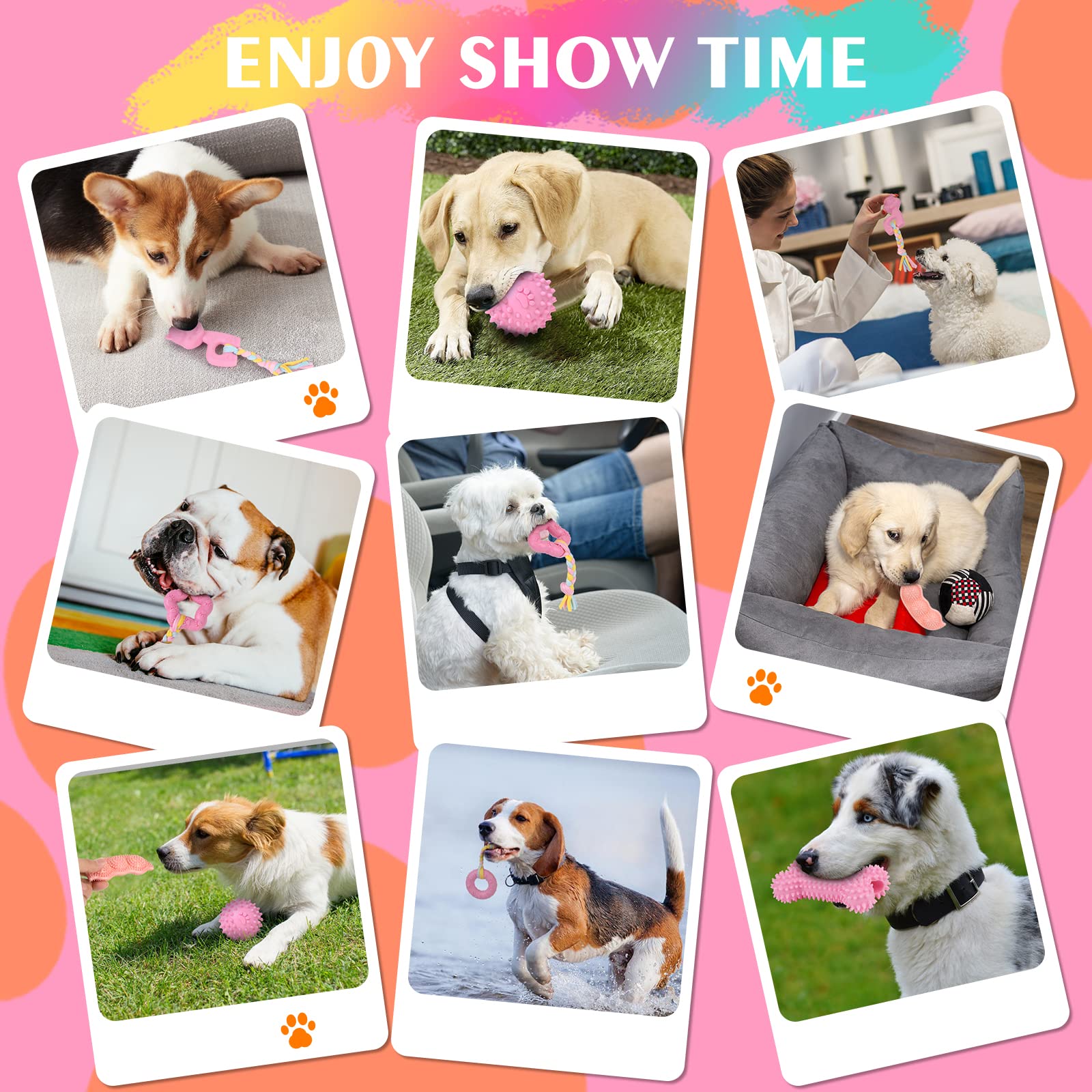 Lot De 6 Jouets Couineurs Pour Chiot - Dentition Chiens Petite/moyenne Taille 2-8 Mois - Nettoyage Dentaire - Bleu