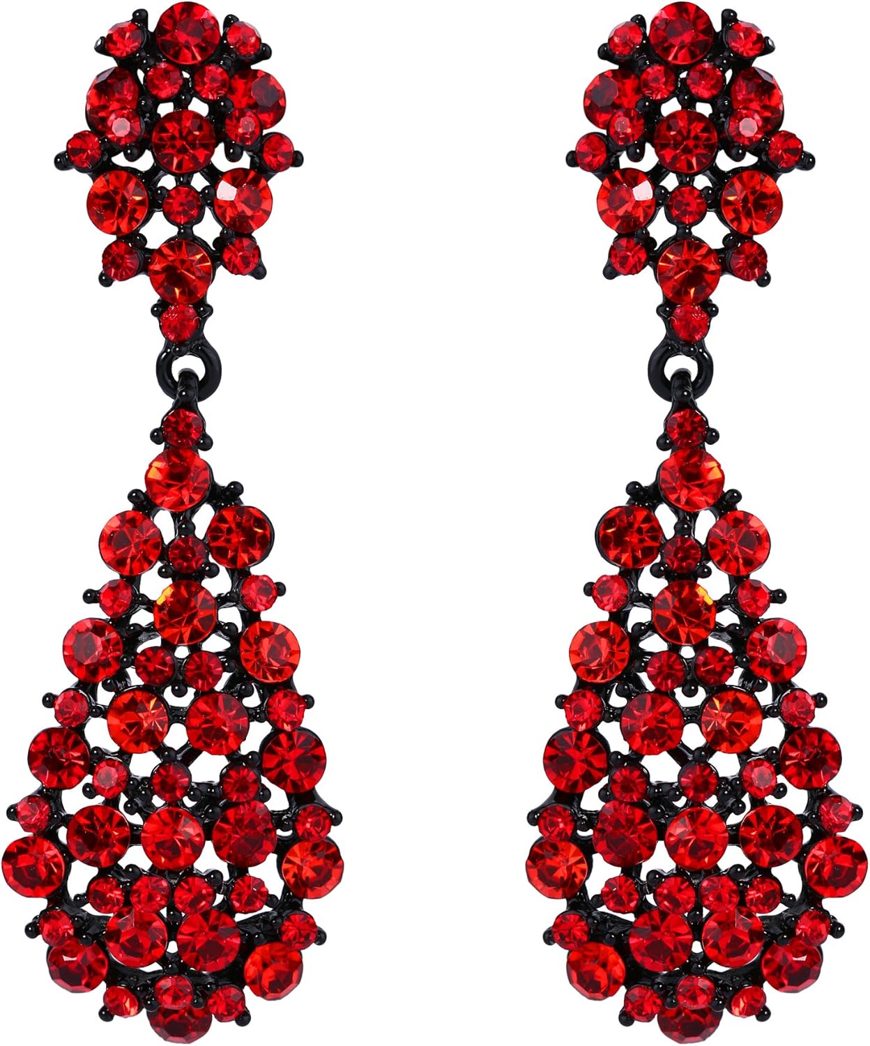 EVER FAITH Women's Austrian Crystal Party Hollow-out Teardrop Dangle Earrings