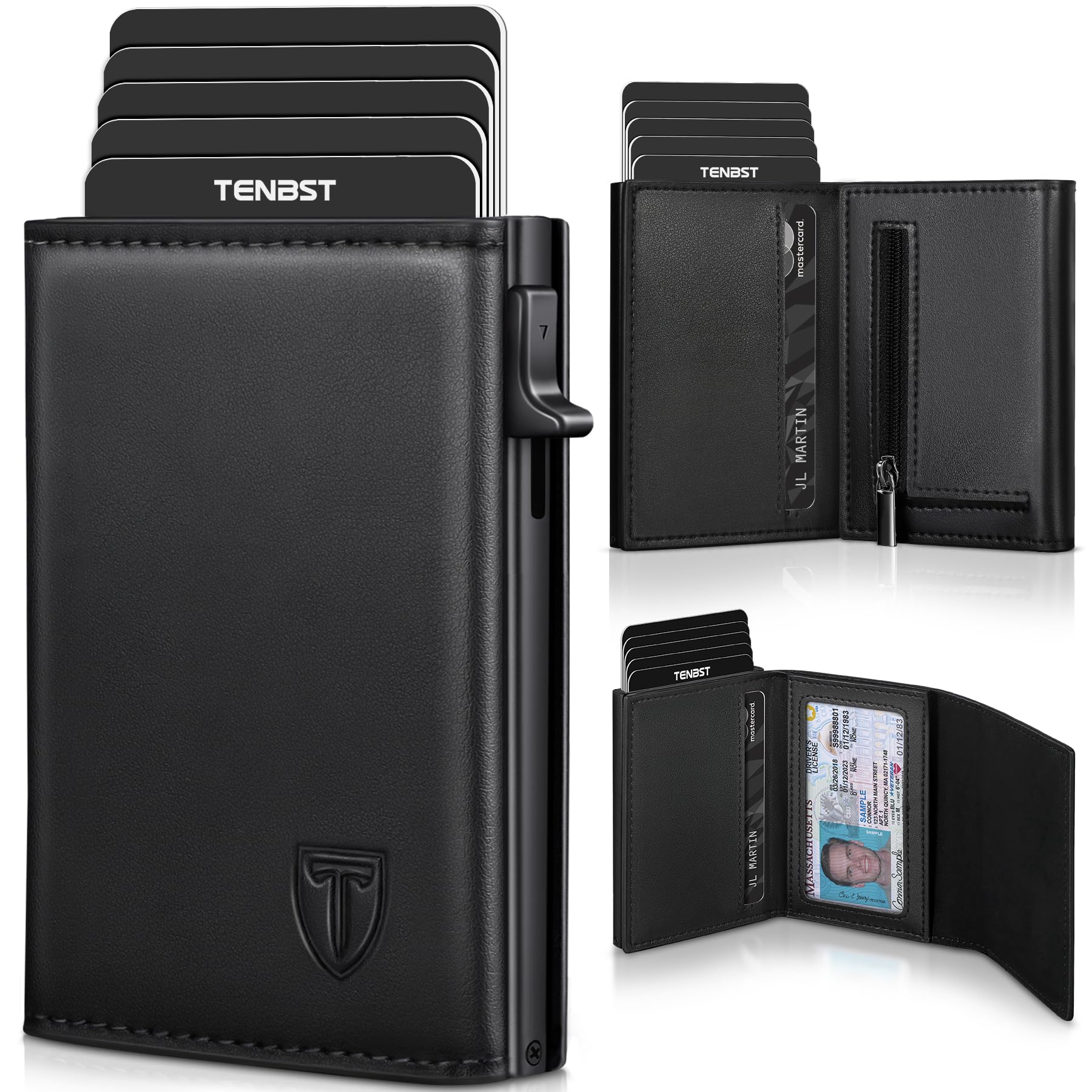 TENBST Hochwertige Geldbörse Herren, Exklusives Slim Wallet mit Münzfach & RFID Schutz, luxuriöses Leder Portmonee Herren, 8 Fächer für Kreditkarten, Elegantes Kartenetui, edle Geschenke für Männer