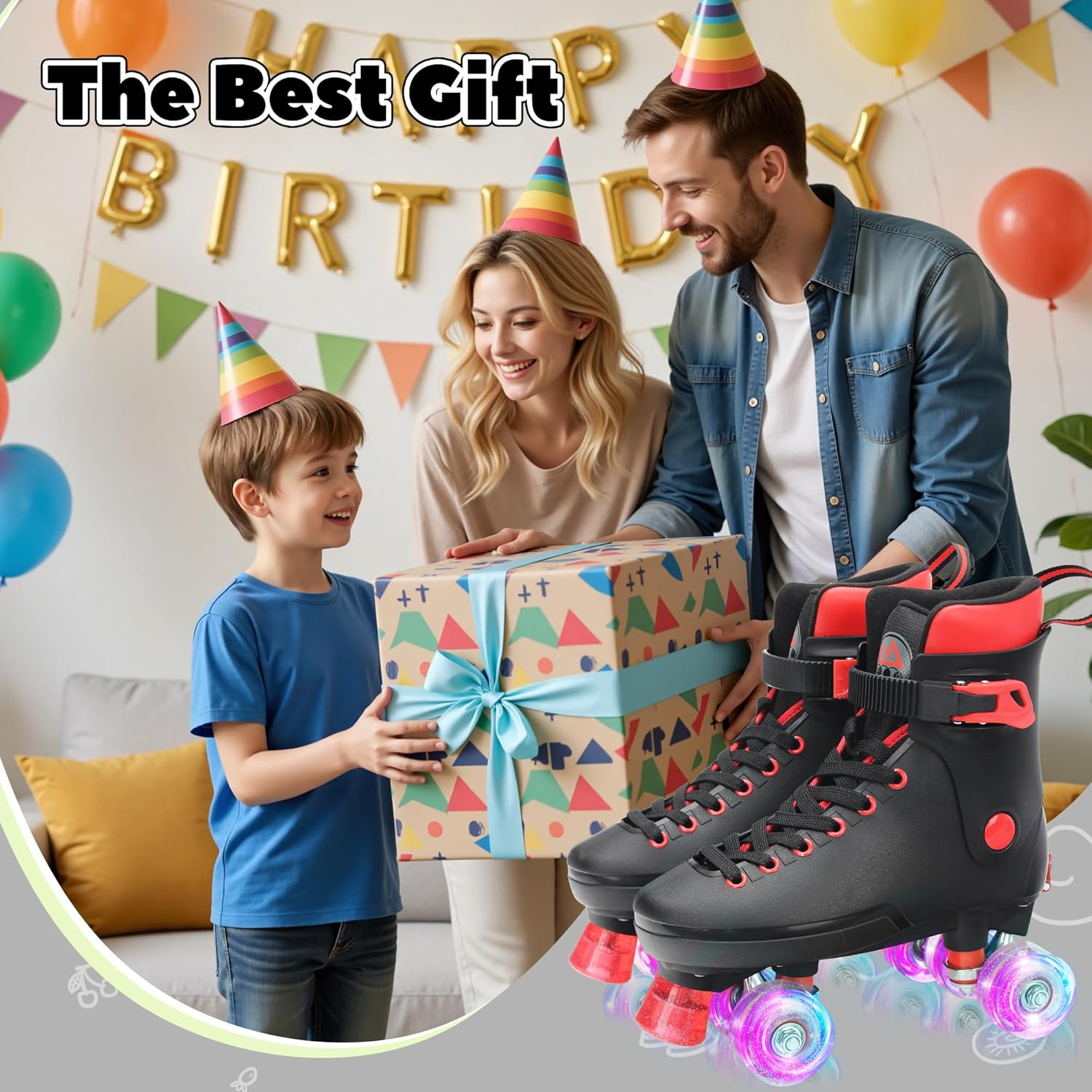 LKD Adjustable Quad Roller Skates for Boys Girls ，Retro Roller Skates for Beginners,Outdoor Indoor Skates - Image 7