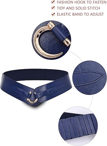 Miniatura 10 de Cinturones de cuero cintura renacentista cinturón medieval de moda vintage para mujer con gancho diseñado hebilla ancha y elástica