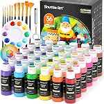 Shuttle Art Outdoor Acrylic Paint Set, 36 Colors 2oz/60ml Waterproof Acrylic Paint with 10 Brushes 1 Palette, Rich Pigmented Paints for Artists, Beginners on Rocks, Wood Crafts, Garden Statues