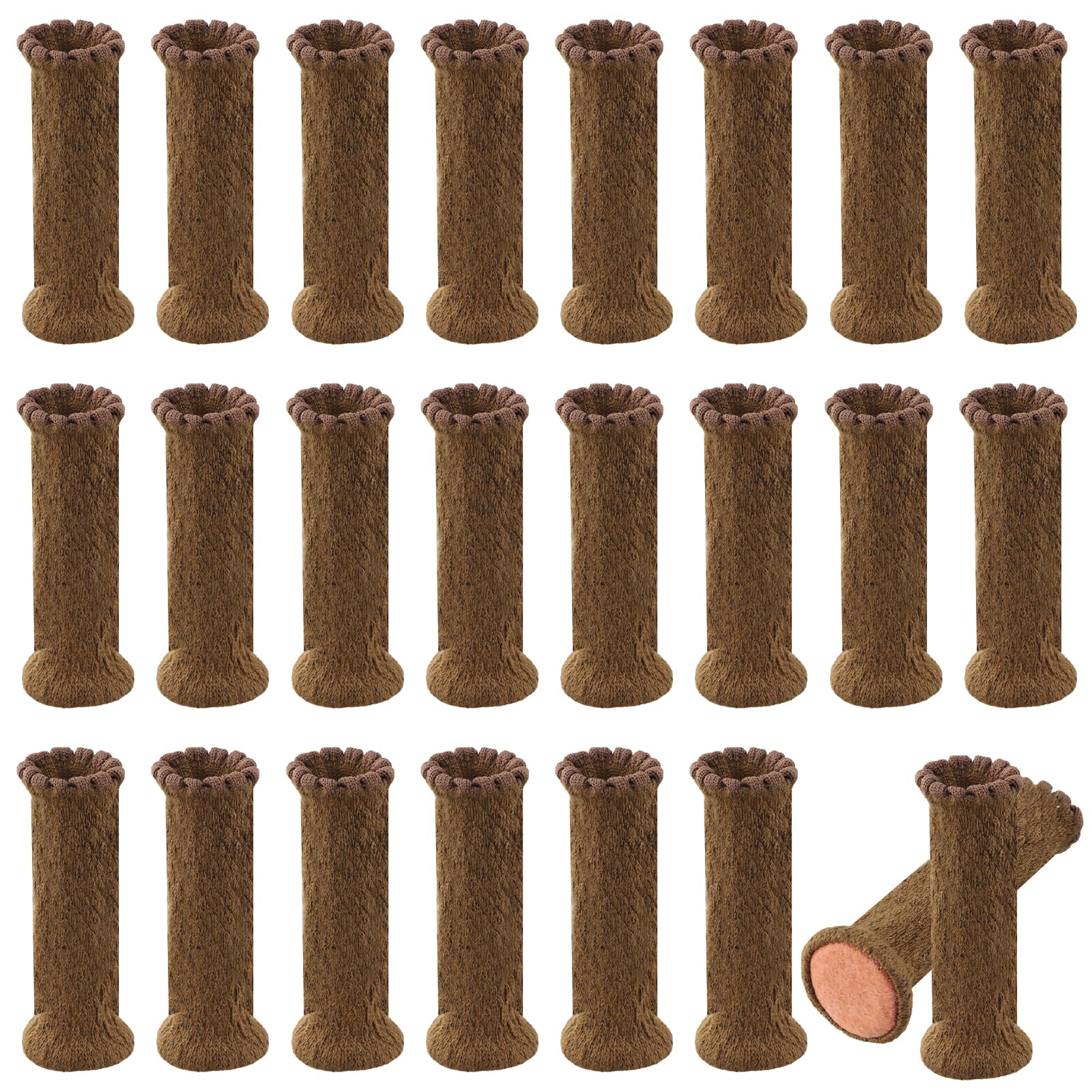 Culinavog 24pcs Brown Chair Leg Socks, Furniture Leg Socks, Non Slip Chair Leg Feet Socks, Elastic Furniture Socks, Anti-Scratch Noise Reducer Pads, Fit Furniture Leg Girth 7 to18 cm