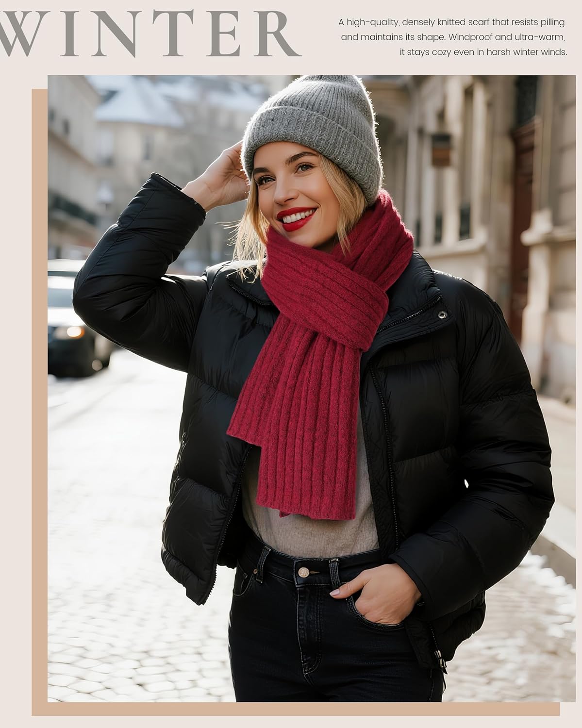 Winter Scarf for Women - Cozy Scarves for Women Warm, Premium Knit winter Scarf Cold Weather Accessory 70.8"x9.8" - Image 4