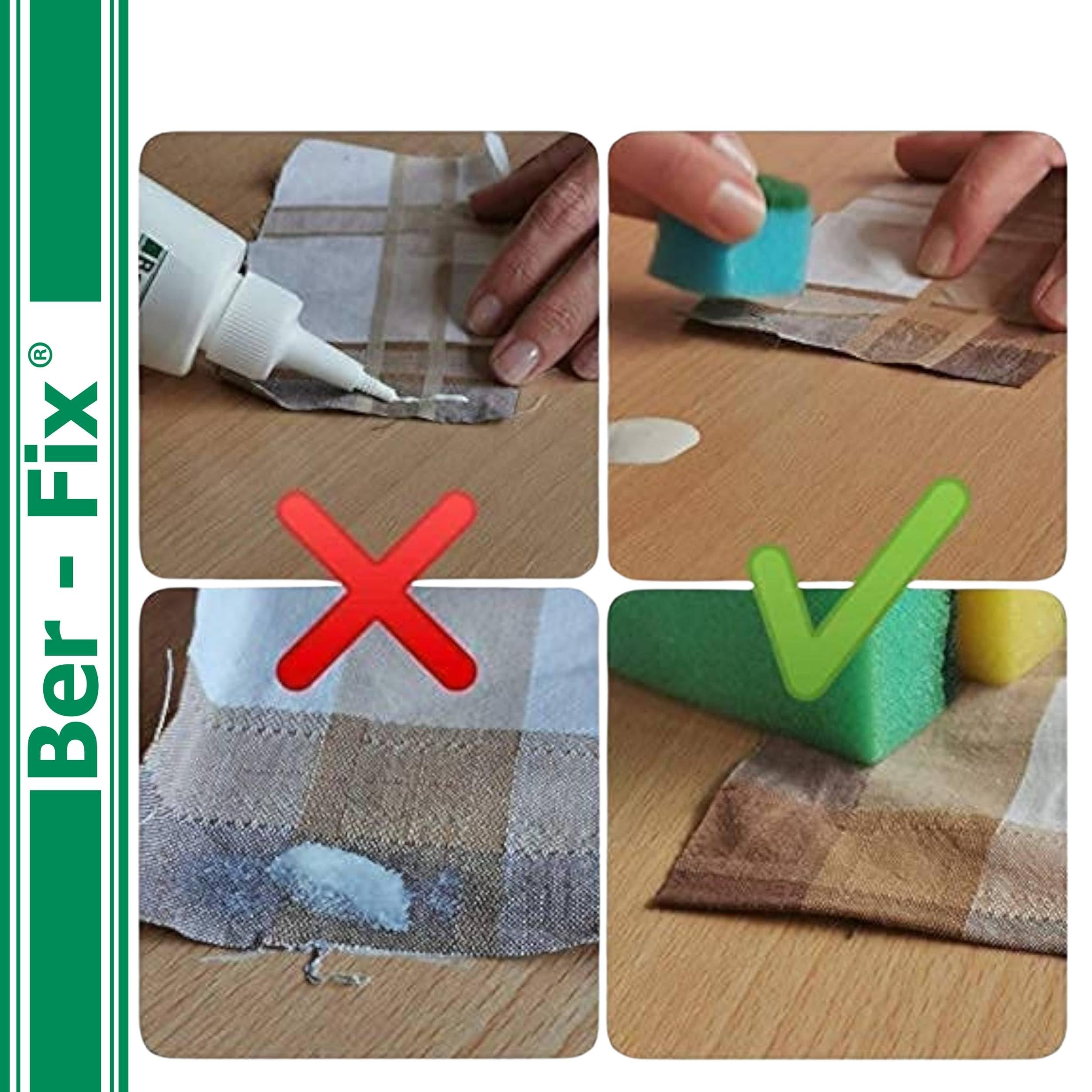 Ber-Fix Textilkleber - wasserfest, kochfest, bügelfester, flexibel (40g mit 150g)