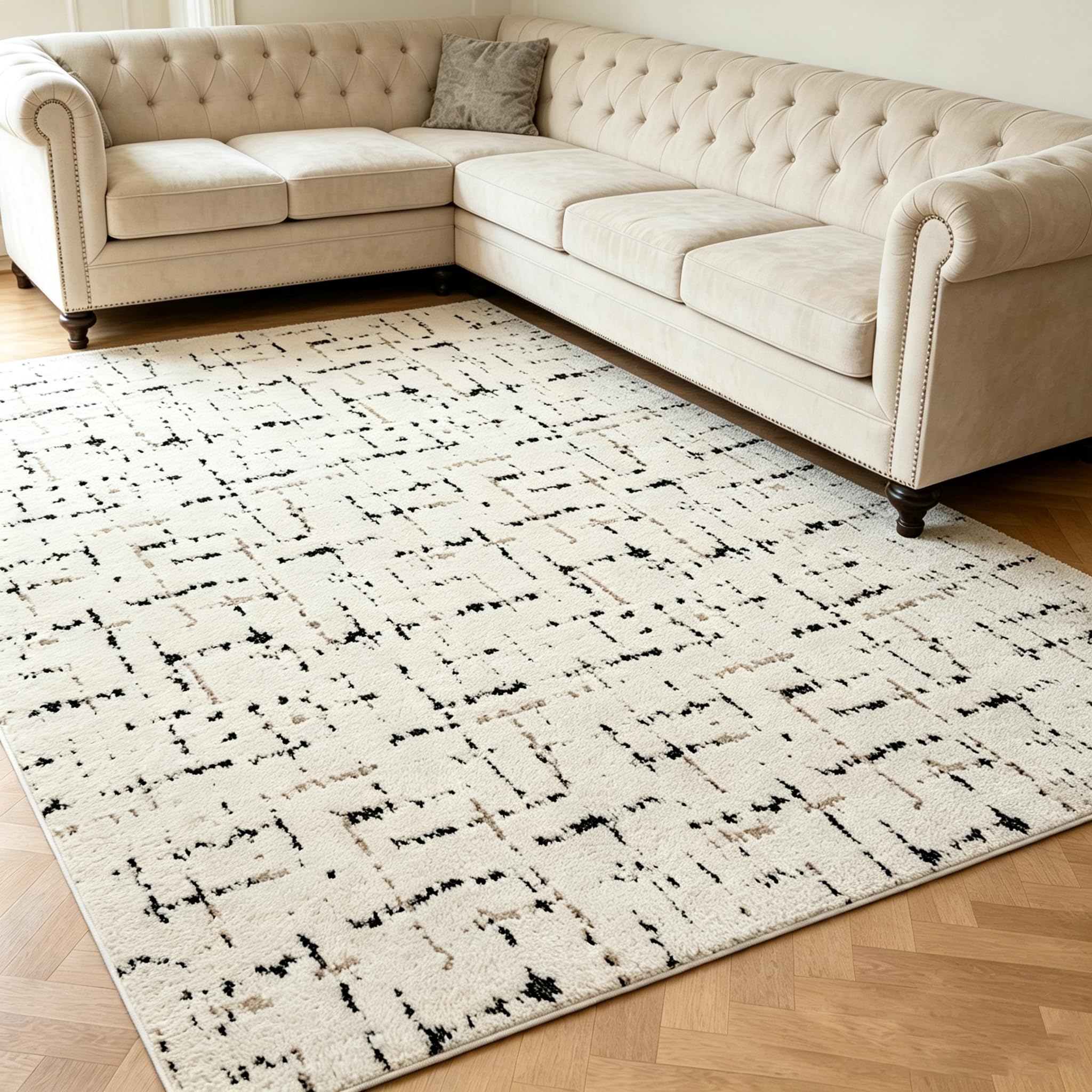 jxgzyy Flat Weave Rugs for Living Room, Beige Rugs 200 x 290 cm