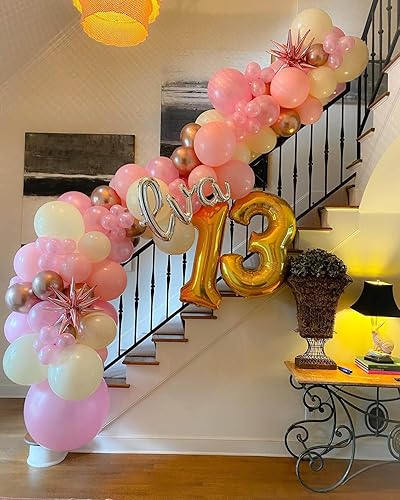 Miniatura 7 de Globos dorados de 40 pulgadas con número 13 gigantes, gigantes, gigantes, gigantes, gigantes, 13 o 31, globos digitales de Mylar de número de helio,