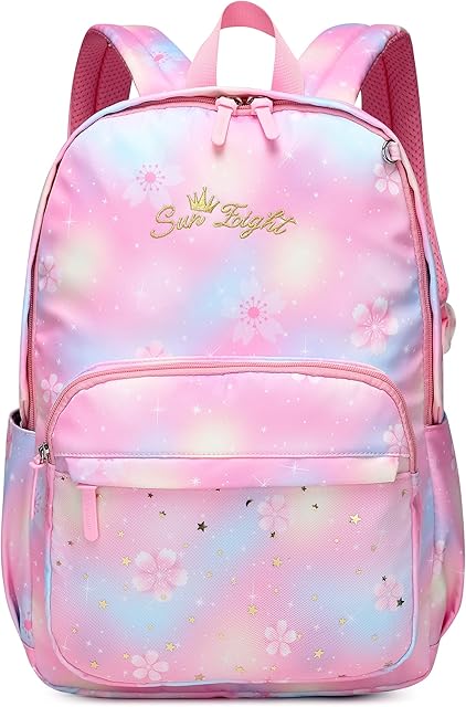 Caran·Y Girls School Backpack, Galaxy School Bag Large Capacity Waterproof Casual Daypack, Lightweight Kids Backpack for Girls Outdoor Travel