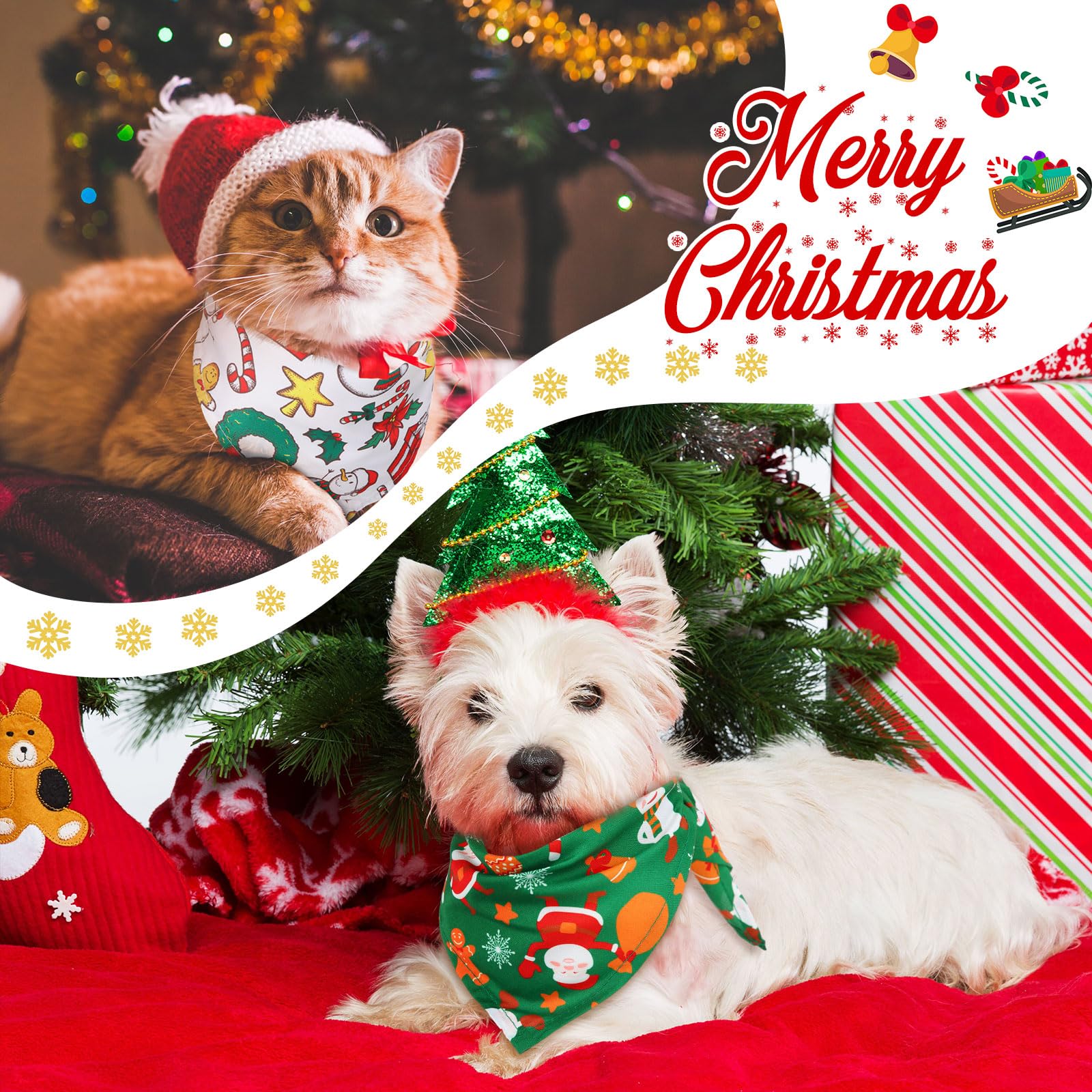 Chunful 200 Stück Weihnachten Hund Bandanas Bulk Xmas Hund Bandanas Schneemann Weihnachtsmann Schneeflocke Haustier Bandana Verschiedene Stile Haustier Dreieck Schal Lätzchen Halstuch Zubehör für
