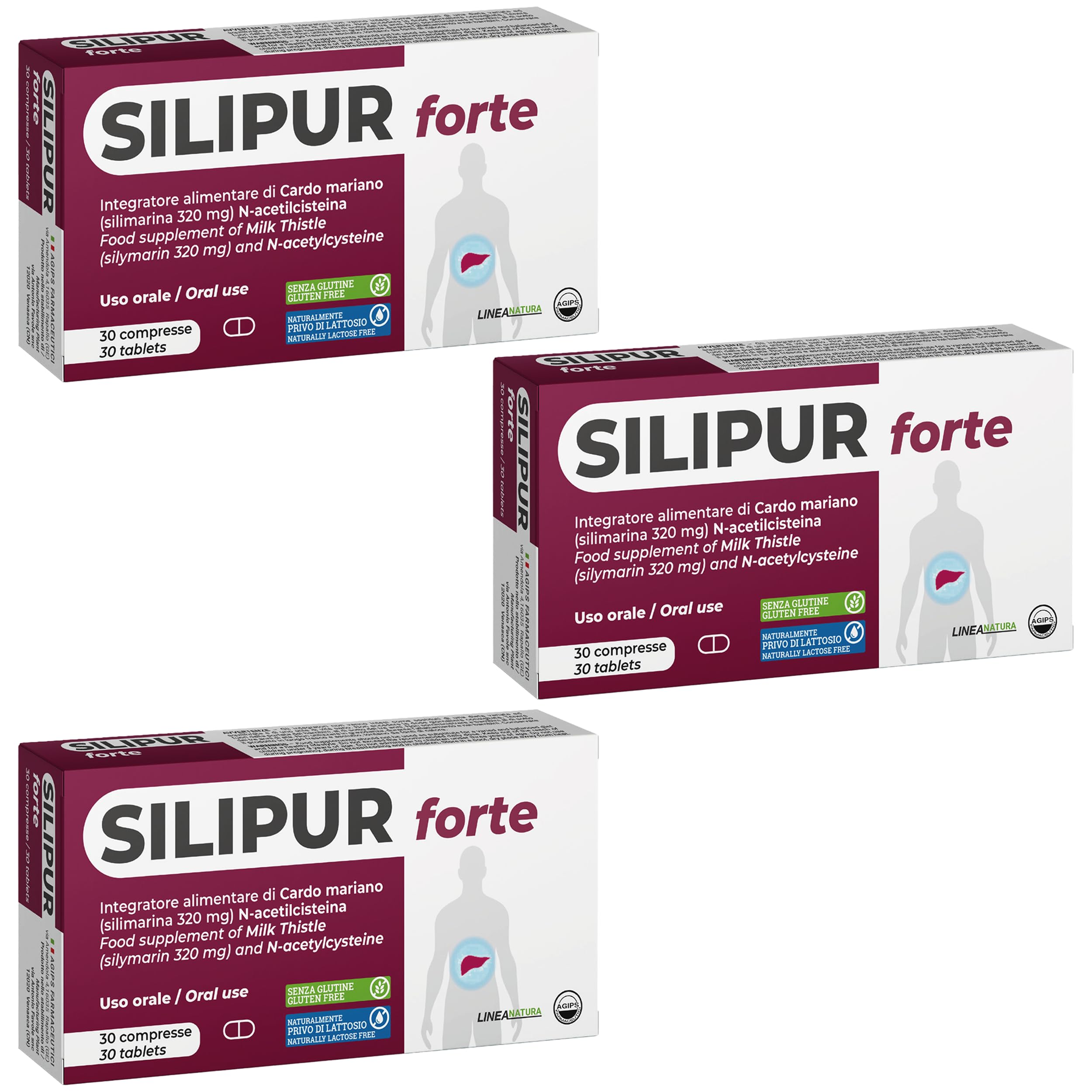 Agips Silipur Forte Fegato Disintossicante Forte Depurativo Con Cardo Mariano N-Acetilcisteina 30 compresse (2 Scatole)