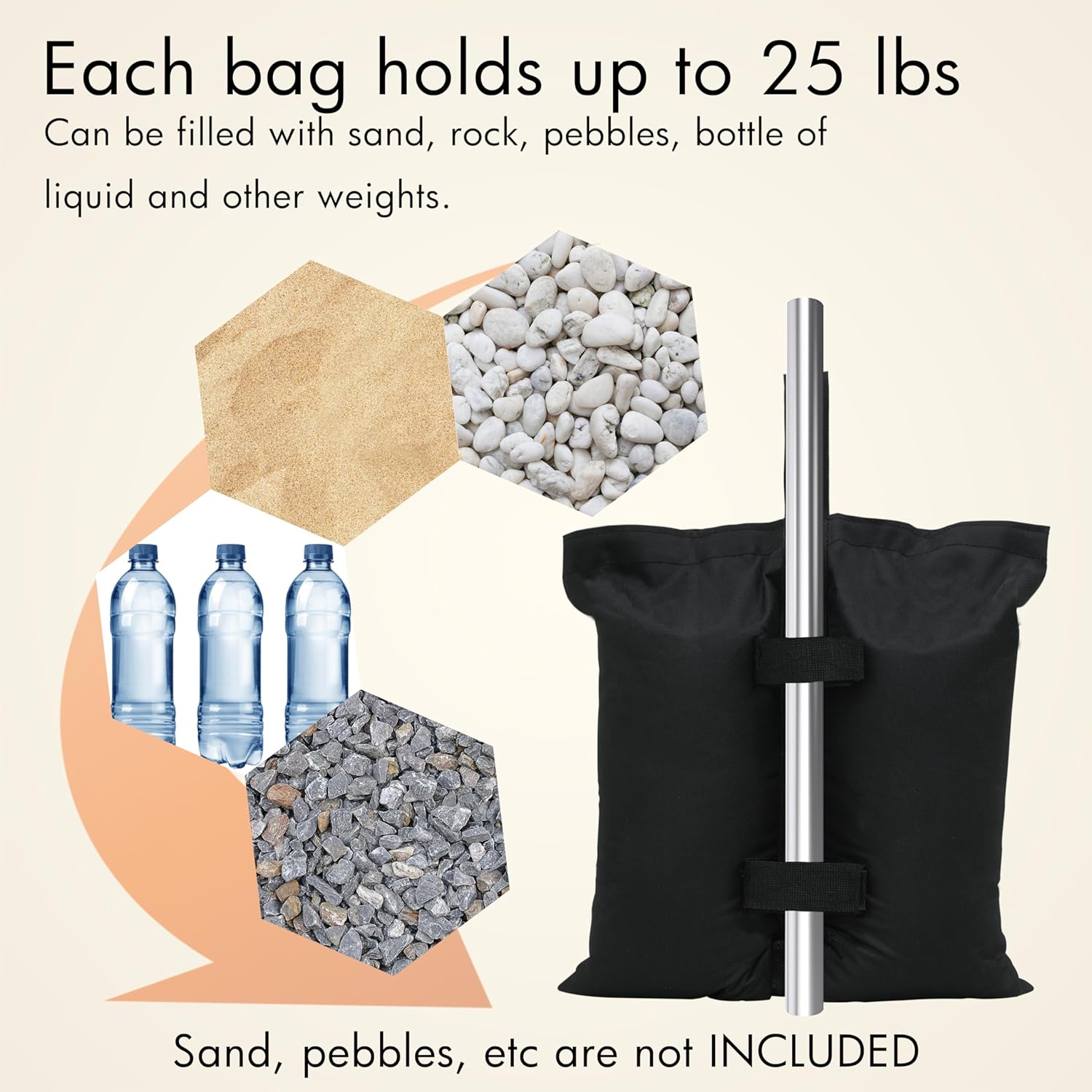 Gardzen Canopy Weights Sand Bags, Sandbags for Weight, Tent Weight Bags Set of 4 for Camping Canopy, Outdoor Patio Shelter Umbrellas
