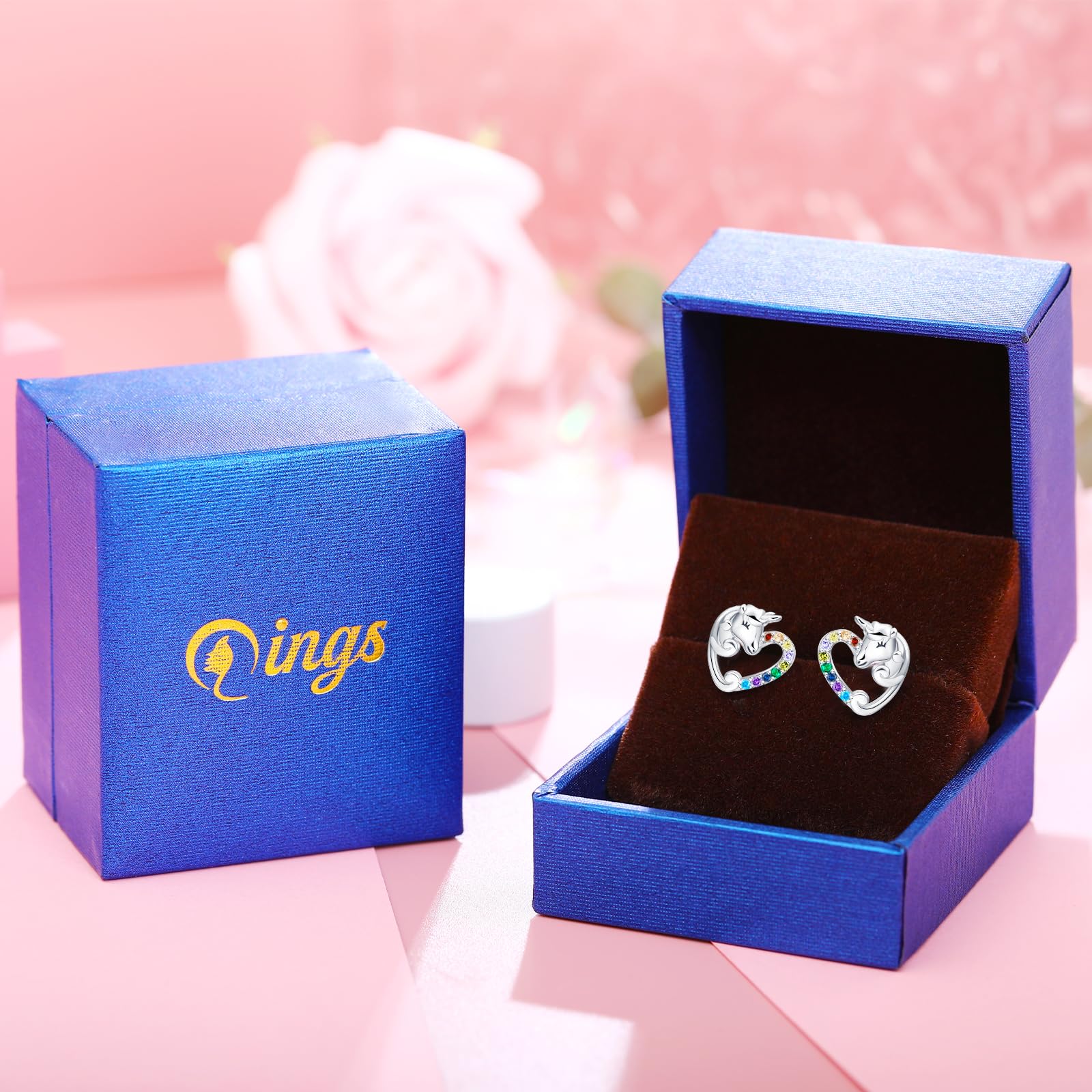 Qings Orecchini Bambina Argento 925 Orecchini Anallergici, Animali Gioielli Unicorno Pesce Orecchini Donna Argento Sterling 925 Regalo di Compleanno per Ragazze Figlia